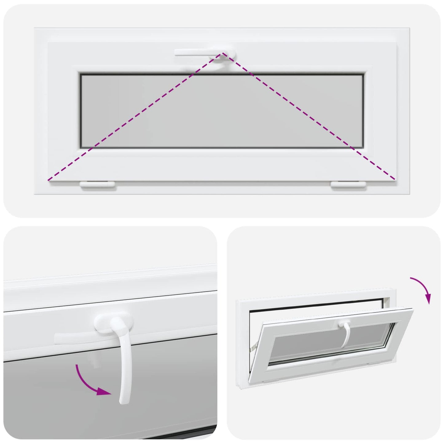 vidaXL Παράθυρο Κάτω Στρώματος RISOR 90 x 40 cm PVC και Γυαλί Λευκό