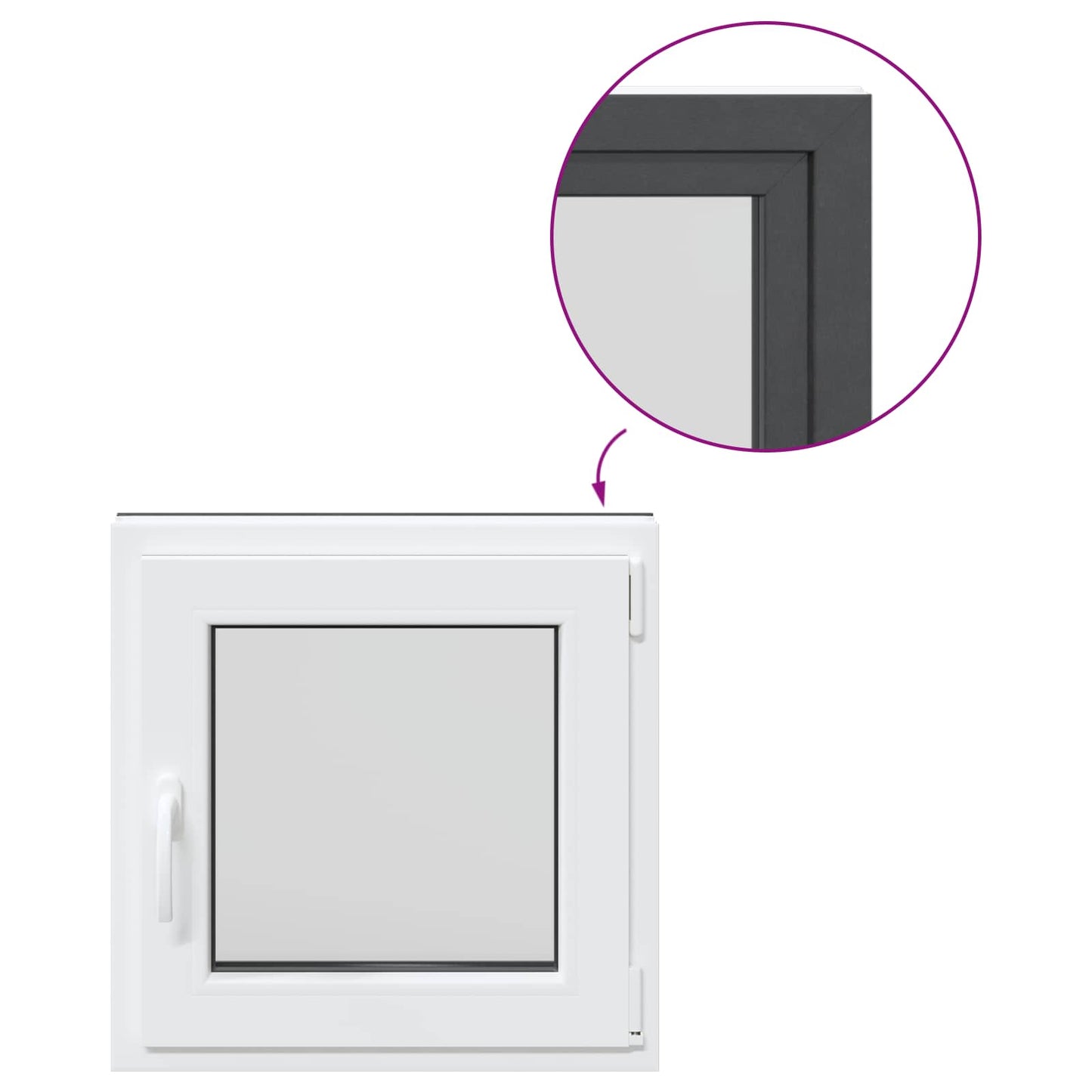 Παράθυρο Κάτω Στρώματος RISOR Ανθρακί 50 x 50 cm PVC και Γυαλί