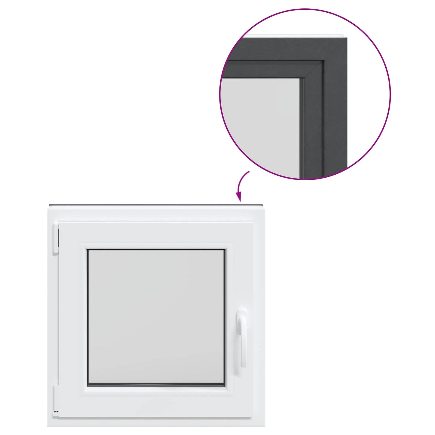 Παράθυρο Κάτω Στρώματος RISOR Ανθρακί 50 x 50 cm PVC και Γυαλί