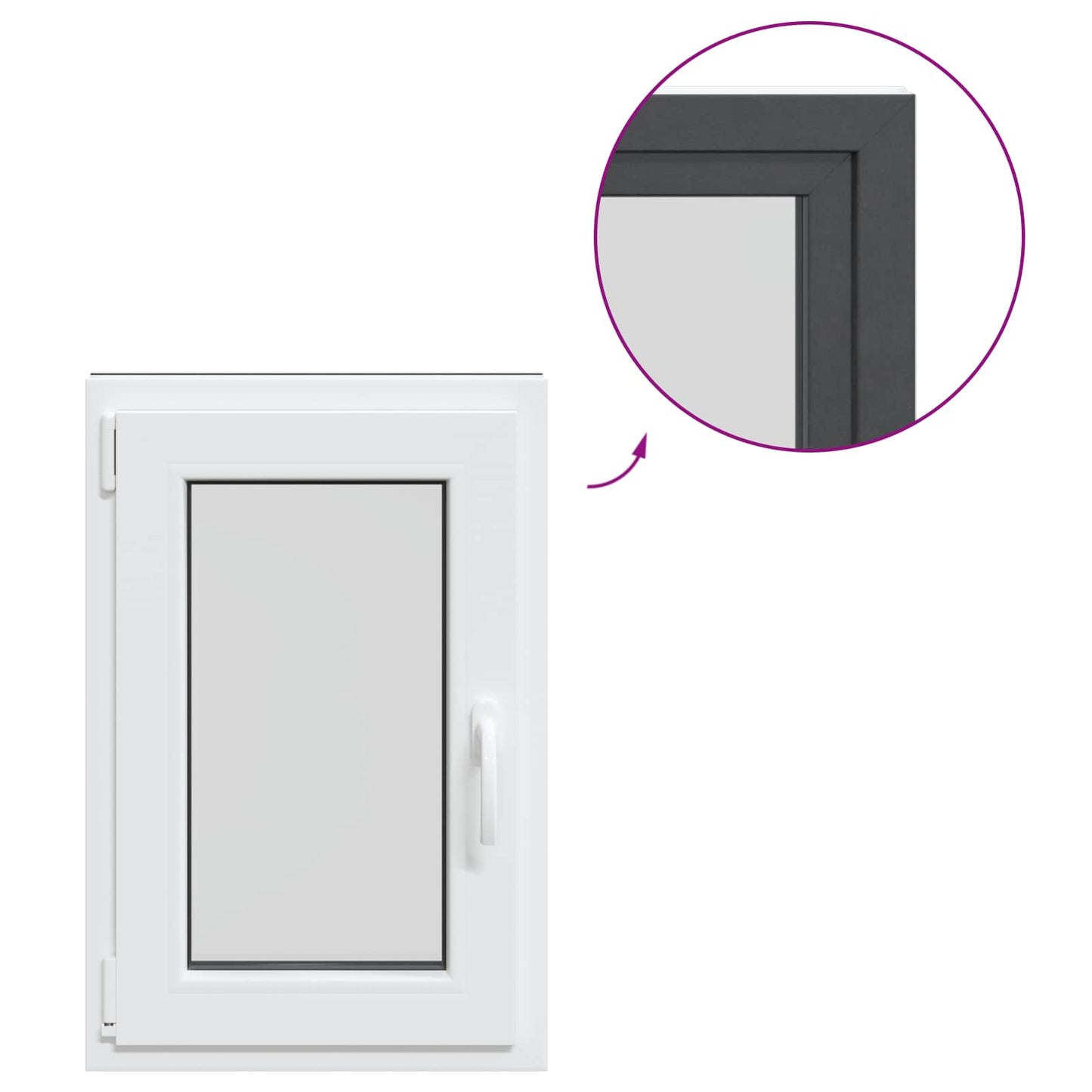 vidaXL Παράθυρο Κάτω Στρώματος RISOR 50 x 75 cm PVC και Γυαλί Ανθρακί