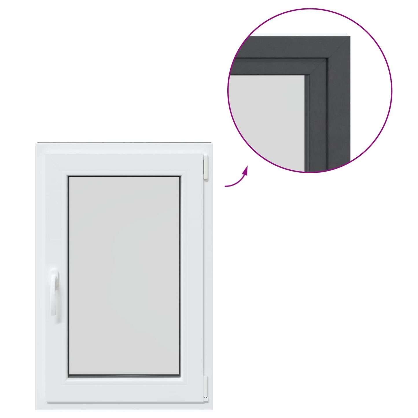 vidaXL Παράθυρο Κάτω Στρώματος RISOR 60 x 90 cm PVC και Γυαλί Ανθρακί