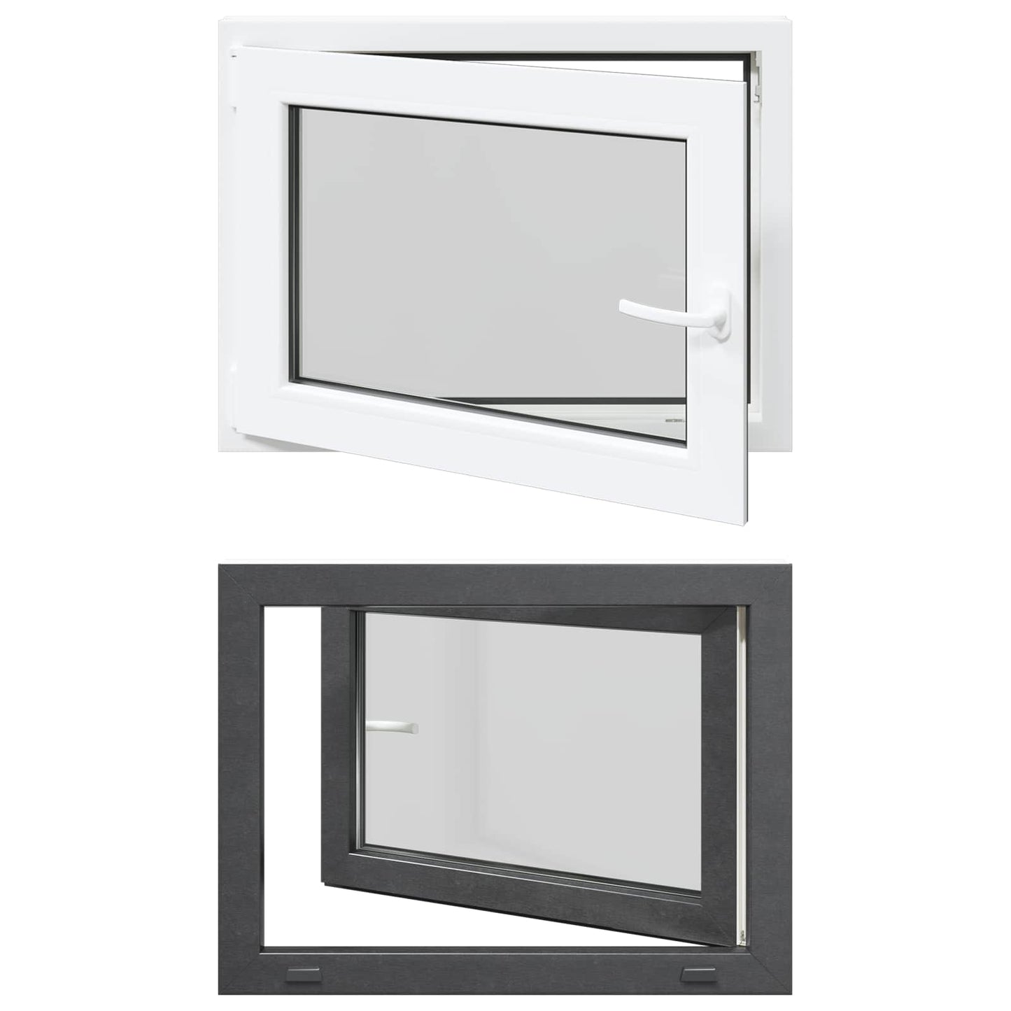 vidaXL Παράθυρο Κάτω Στρώματος RISOR 80 x 50 cm PVC και Γυαλί Ανθρακί