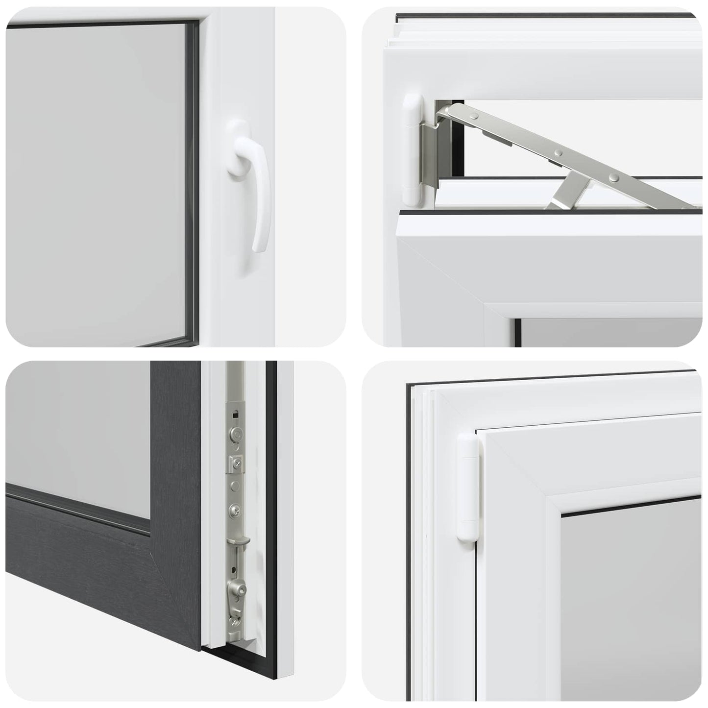 vidaXL Παράθυρο Κάτω Στρώματος RISOR 80 x 60 cm PVC και Γυαλί Ανθρακί