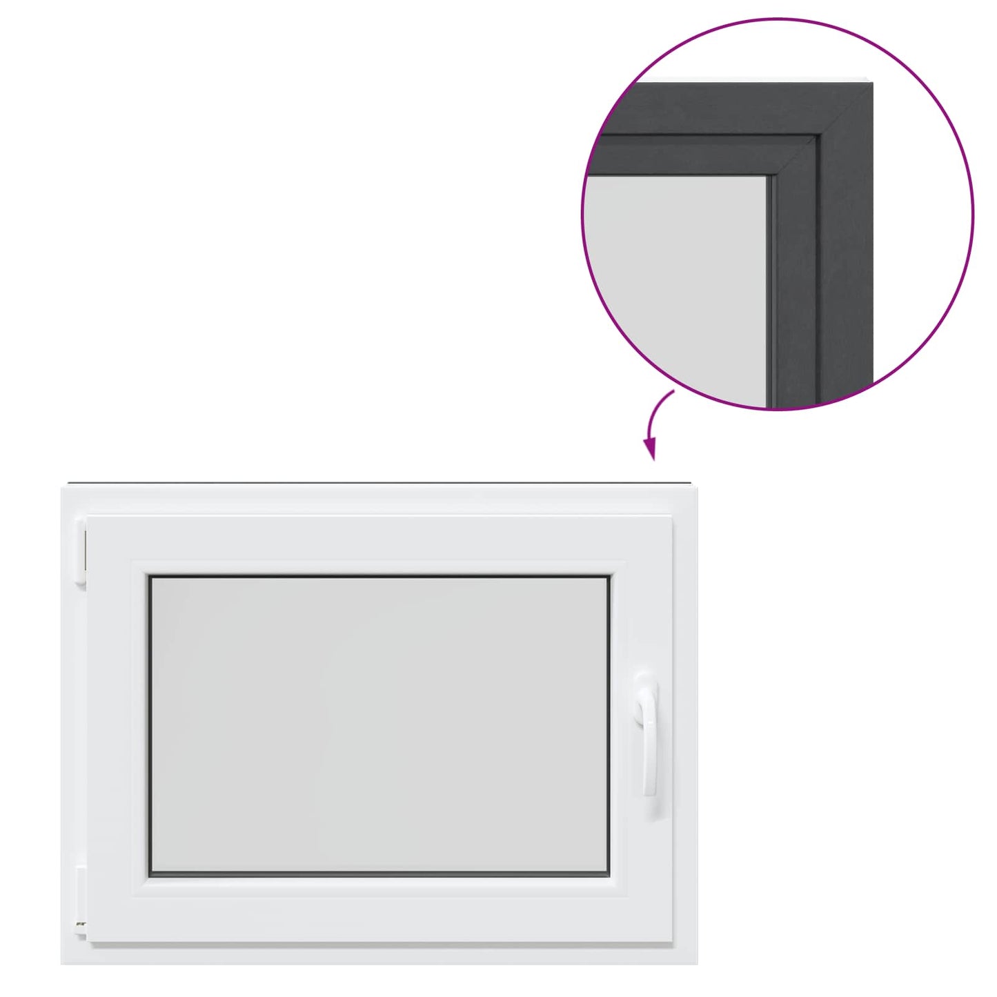 vidaXL Παράθυρο Κάτω Στρώματος RISOR 80 x 60 cm PVC και Γυαλί Ανθρακί