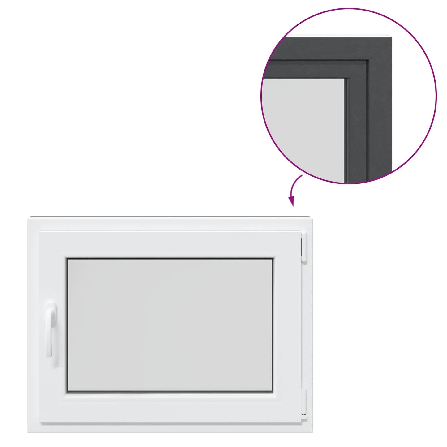 Παράθυρο Κάτω Στρώματος RISOR Ανθρακί 80 x 60 cm PVC και Γυαλί