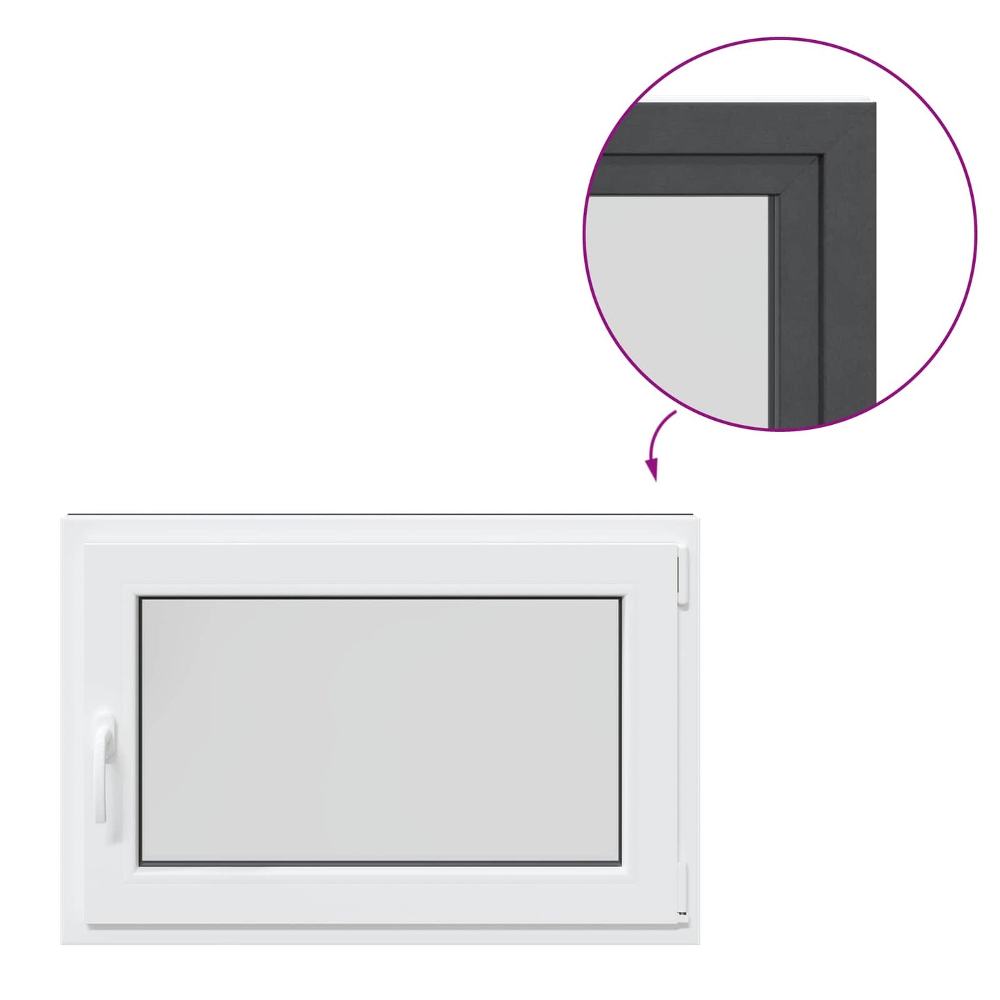 Παράθυρο Κάτω Στρώματος RISOR Ανθρακί 80 x 70 cm PVC και Γυαλί
