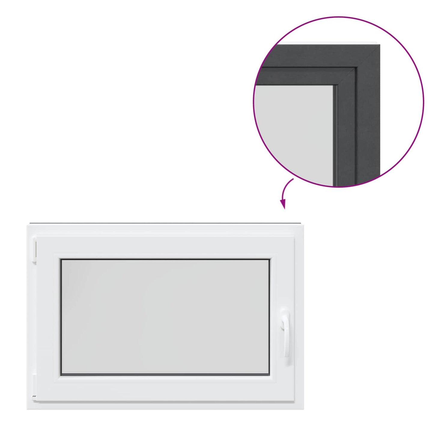 Παράθυρο Κάτω Στρώματος RISOR Ανθρακί 90 x 50 cm PVC και Γυαλί