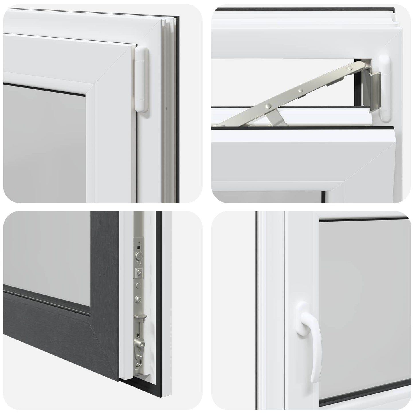 Παράθυρο Κάτω Στρώματος RISOR Ανθρακί 90 x 60 cm PVC και Γυαλί