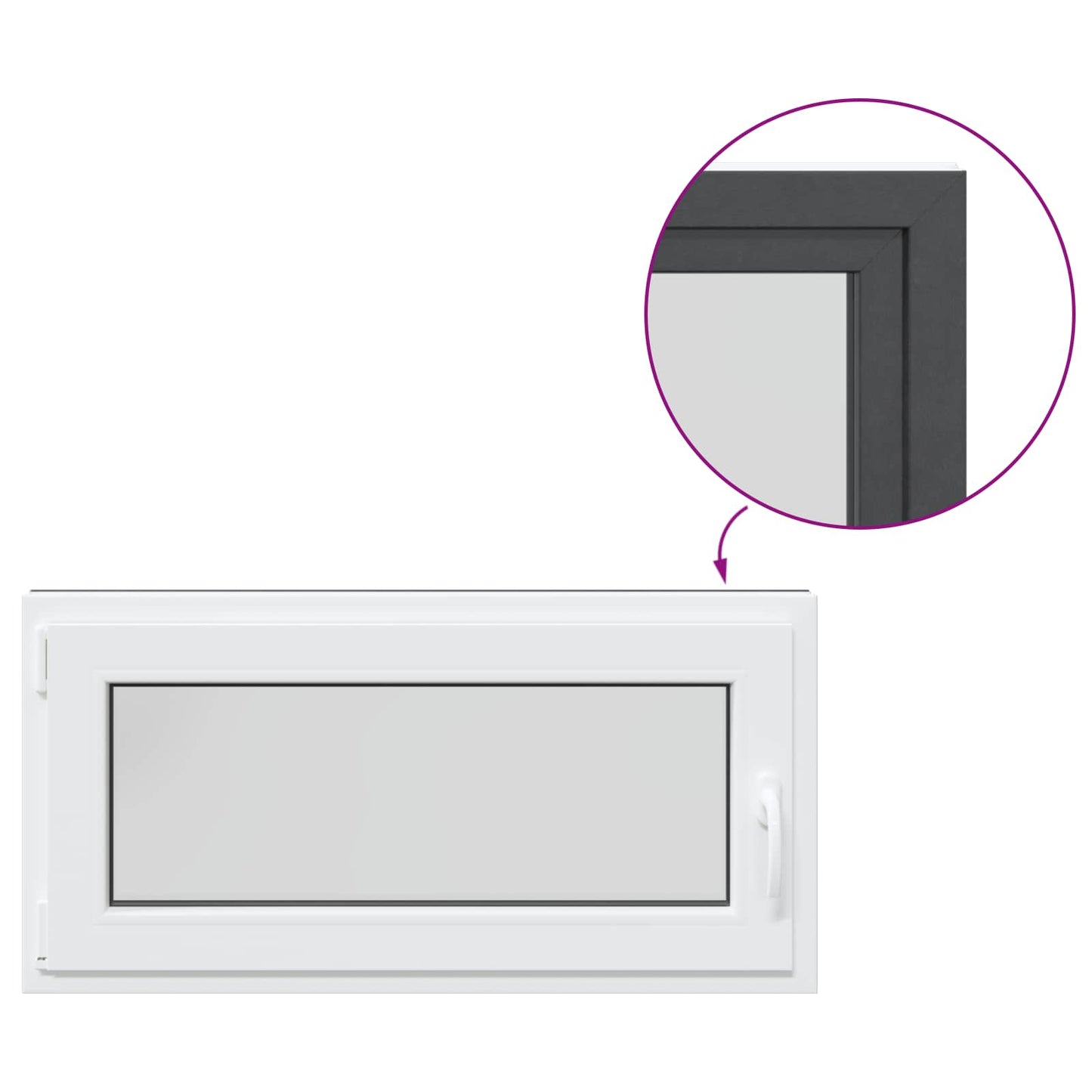 vidaXL Παράθυρο Κάτω Στρώματος RISOR 100 x 50 cm PVC και Γυαλί Ανθρακί