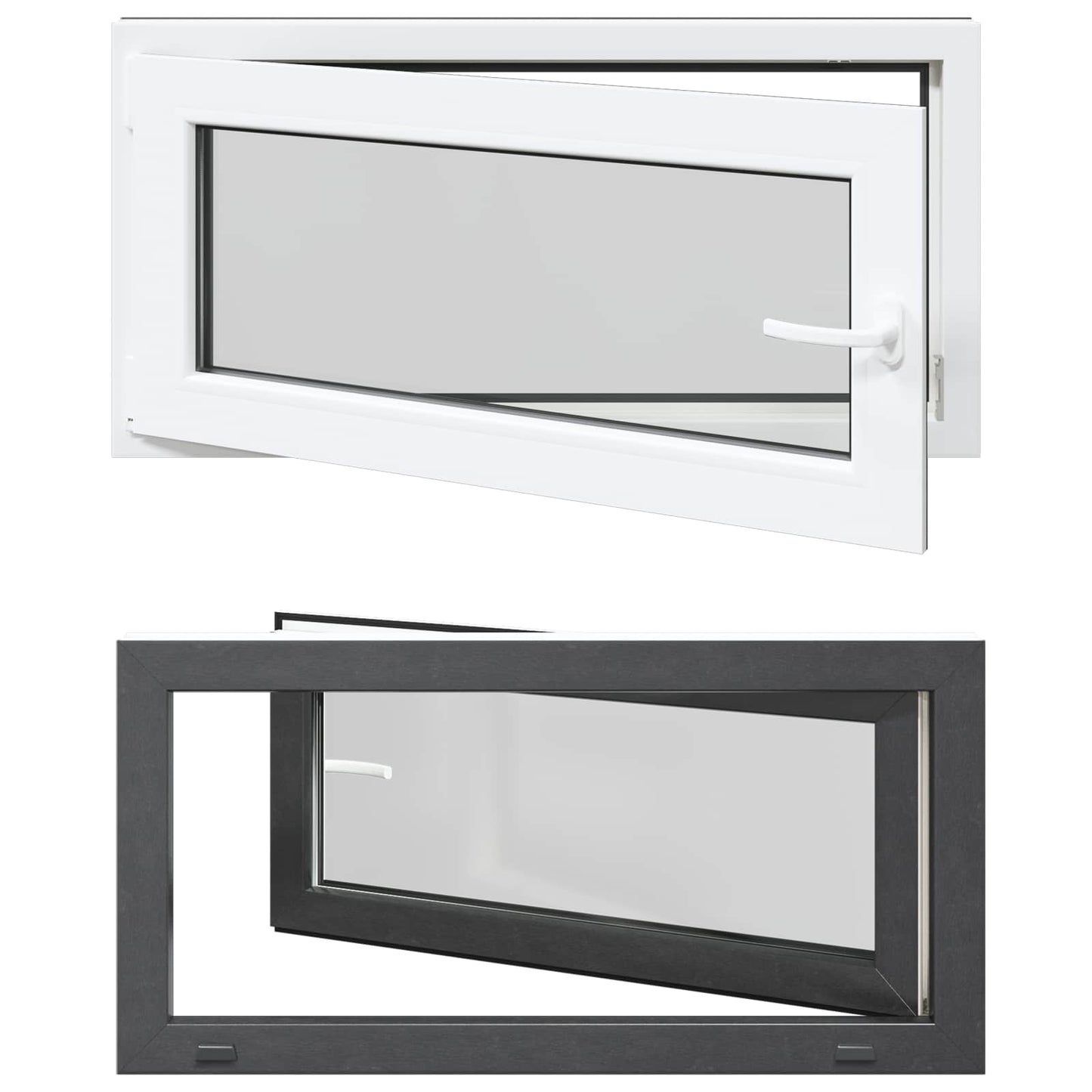 vidaXL Παράθυρο Κάτω Στρώματος RISOR 100 x 50 cm PVC και Γυαλί Ανθρακί