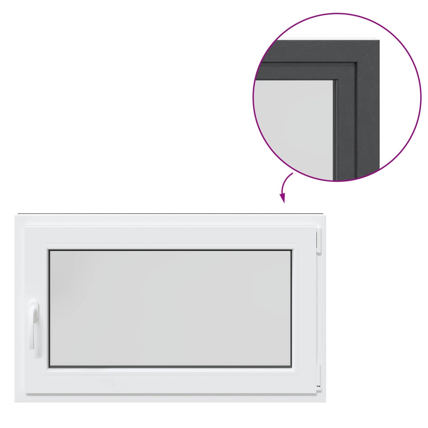 Παράθυρο Κάτω Στρώματος RISOR Ανθρακί 100 x 70 cm PVC και Γυαλί