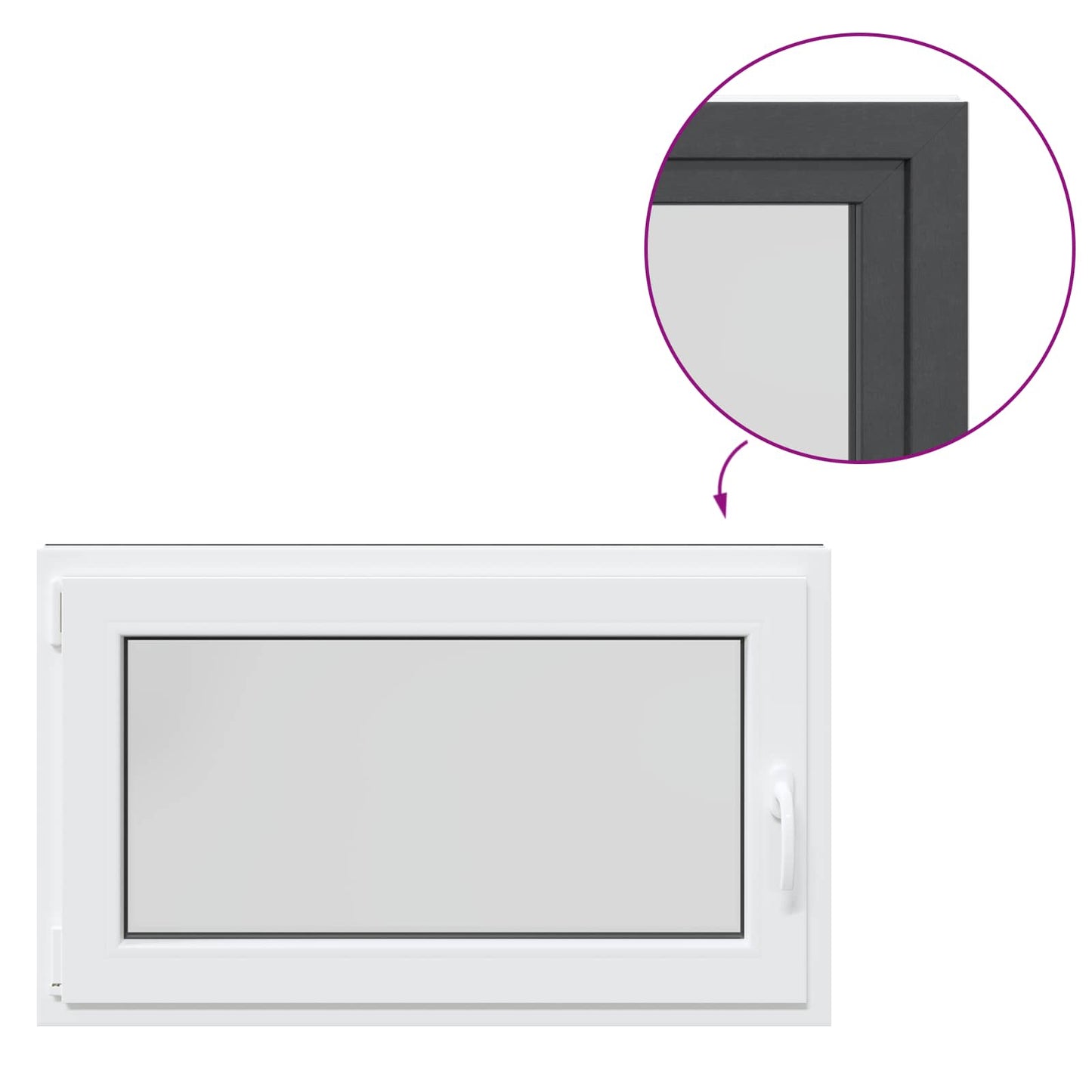 Παράθυρο Κάτω Στρώματος RISOR Ανθρακί 100 x 70 cm PVC και Γυαλί