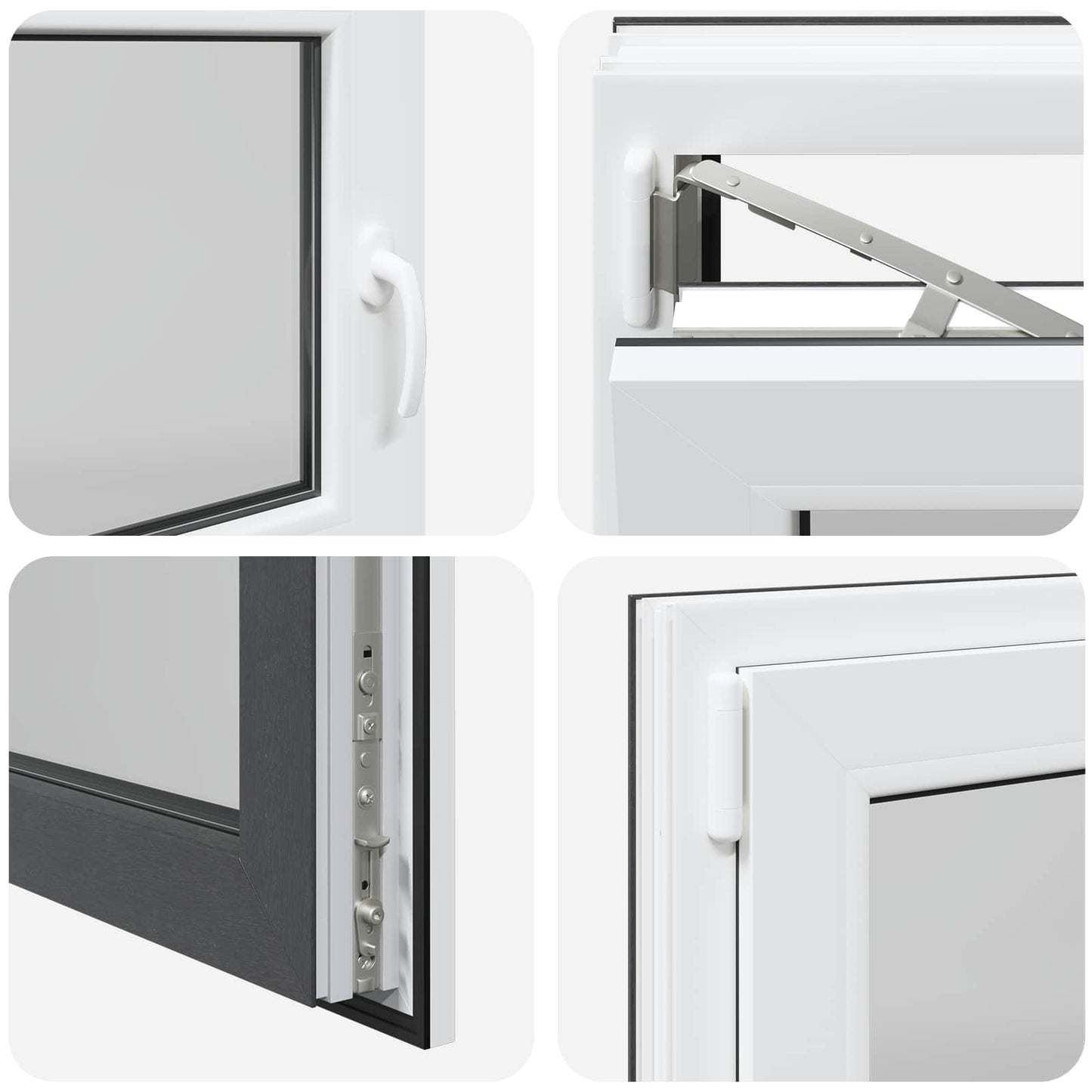 vidaXL Παράθυρο Κάτω Στρώματος RISOR 110 x 60 cm PVC και Γυαλί Ανθρακί