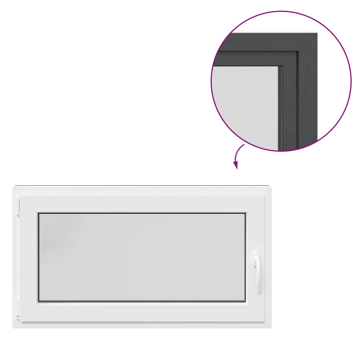 vidaXL Παράθυρο Κάτω Στρώματος RISOR 110 x 60 cm PVC και Γυαλί Ανθρακί