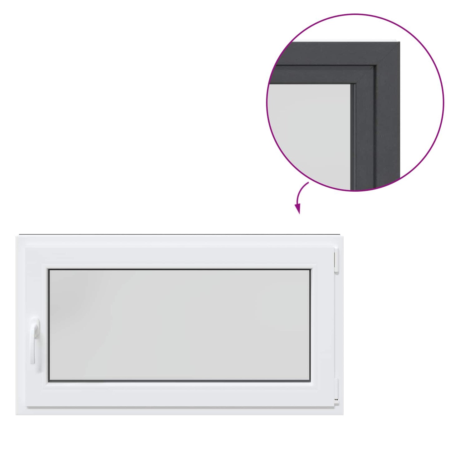 vidaXL Παράθυρο Κάτω Στρώματος RISOR 110 x 70 cm PVC και Γυαλί Ανθρακί