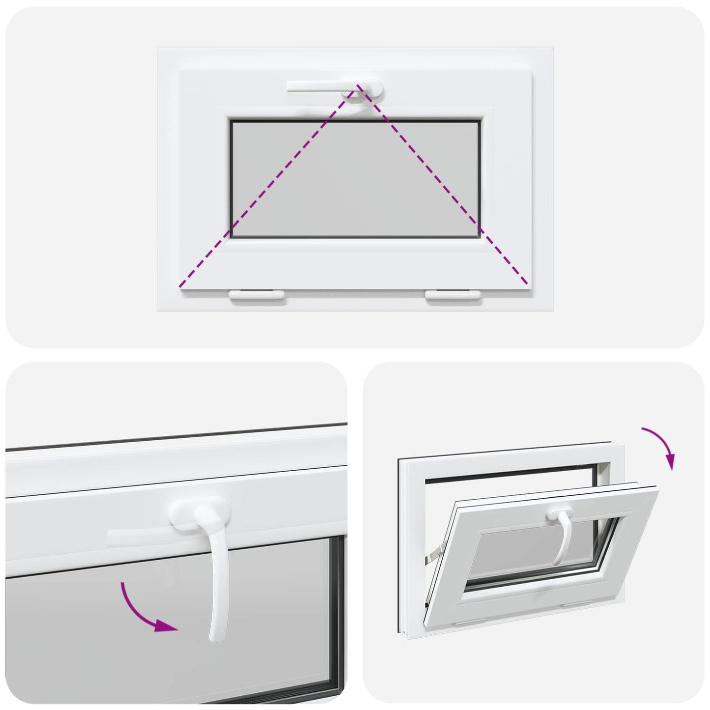 vidaXL Παράθυρο Κάτω Στρώματος RISOR 60 x 40 cm PVC και Γυαλί Ανθρακί