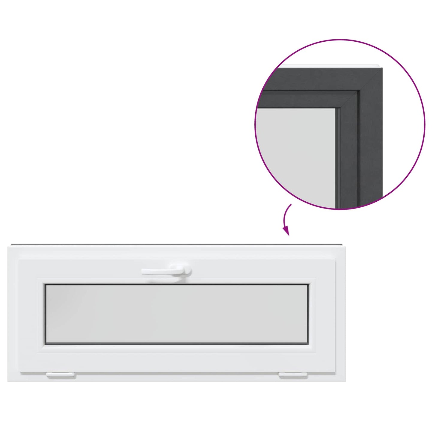 vidaXL Παράθυρο Κάτω Στρώματος RISOR 110 x 40 cm PVC και Γυαλί Ανθρακί