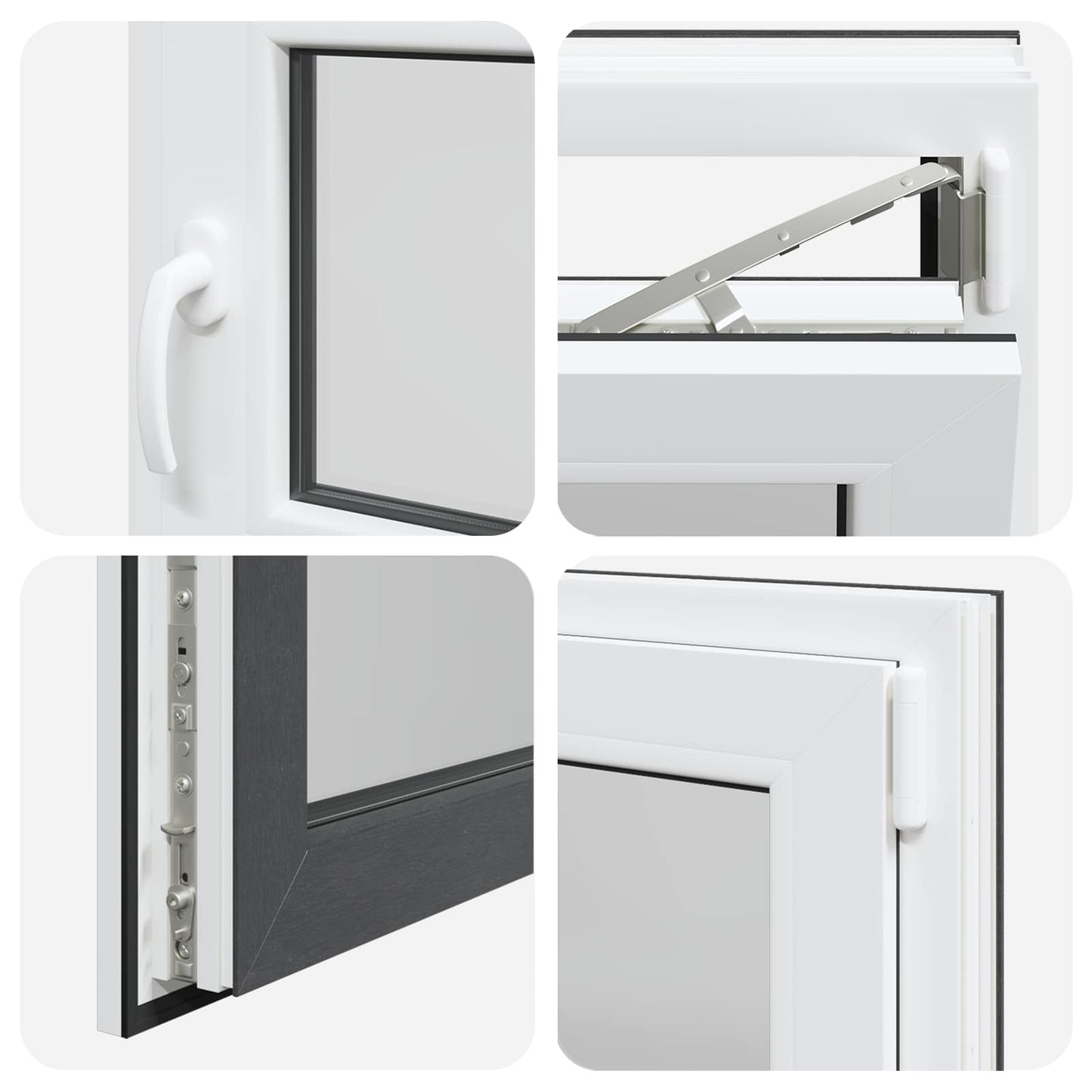 vidaXL Παράθυρο Κάτω Στρώματος RISOR 50 x 50 cm PVC και Γυαλί Ανθρακί