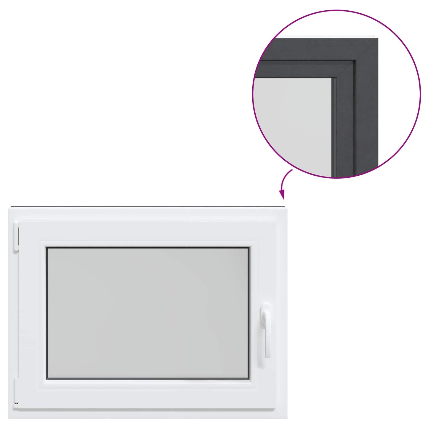 Παράθυρο Κάτω Στρώματος RISOR Ανθρακί 80 x 60 cm PVC και Γυαλί