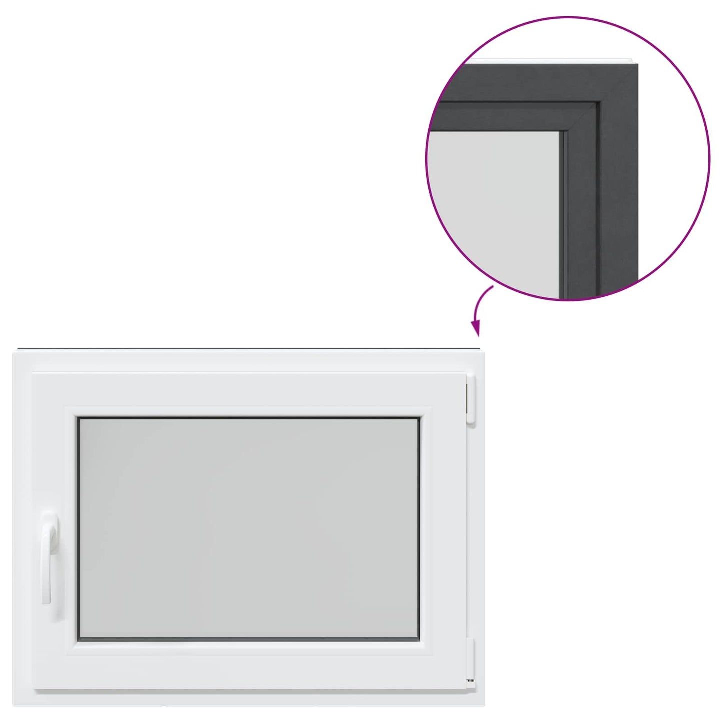 Παράθυρο Κάτω Στρώματος RISOR Ανθρακί 80 x 60 cm PVC και Γυαλί