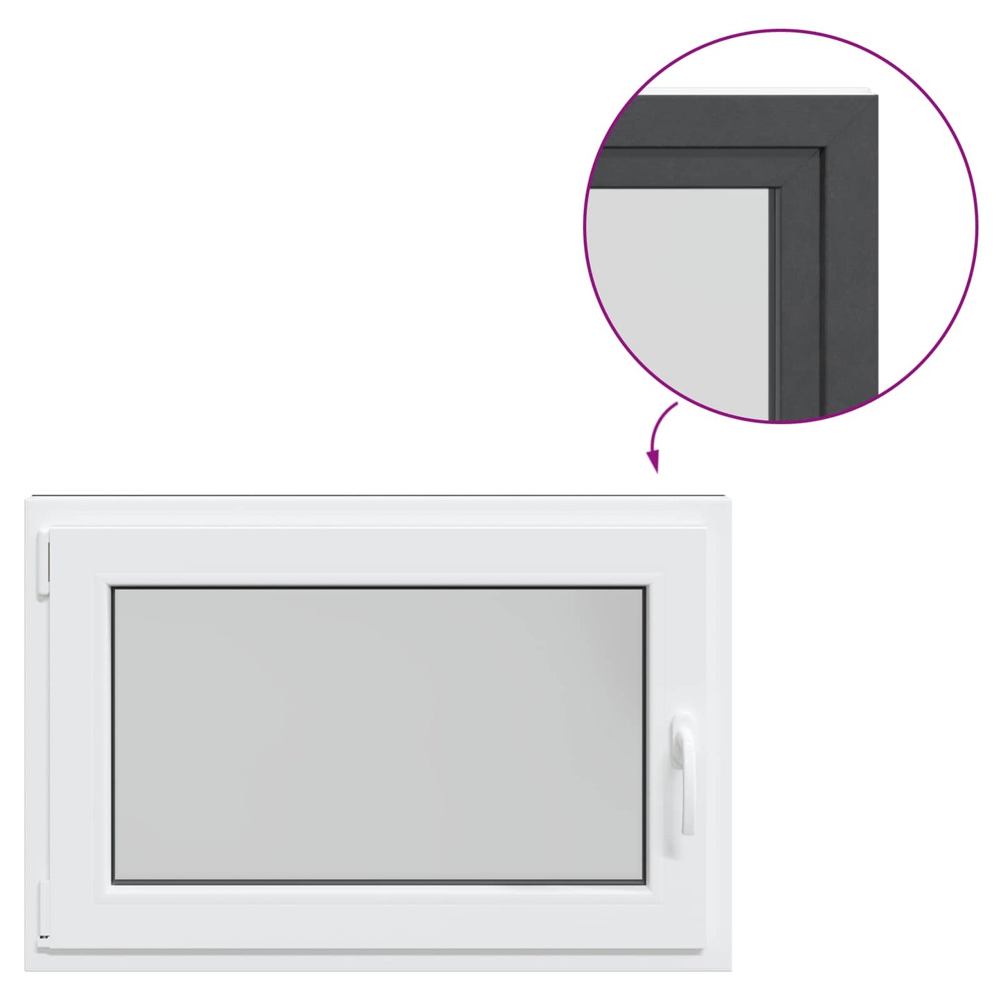 Παράθυρο Κάτω Στρώματος RISOR Ανθρακί 90 x 50 cm PVC και Γυαλί