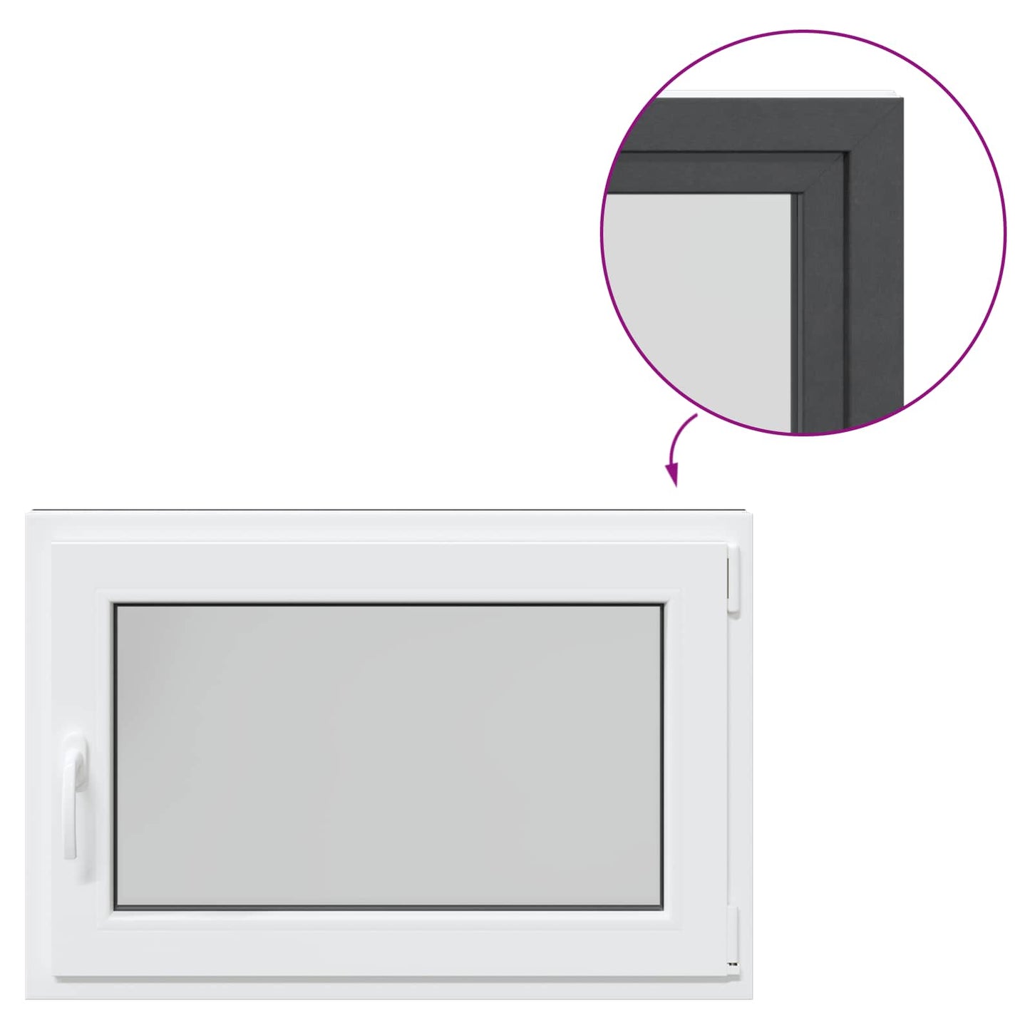 Παράθυρο Κάτω Στρώματος RISOR Ανθρακί 90 x 50 cm PVC και Γυαλί