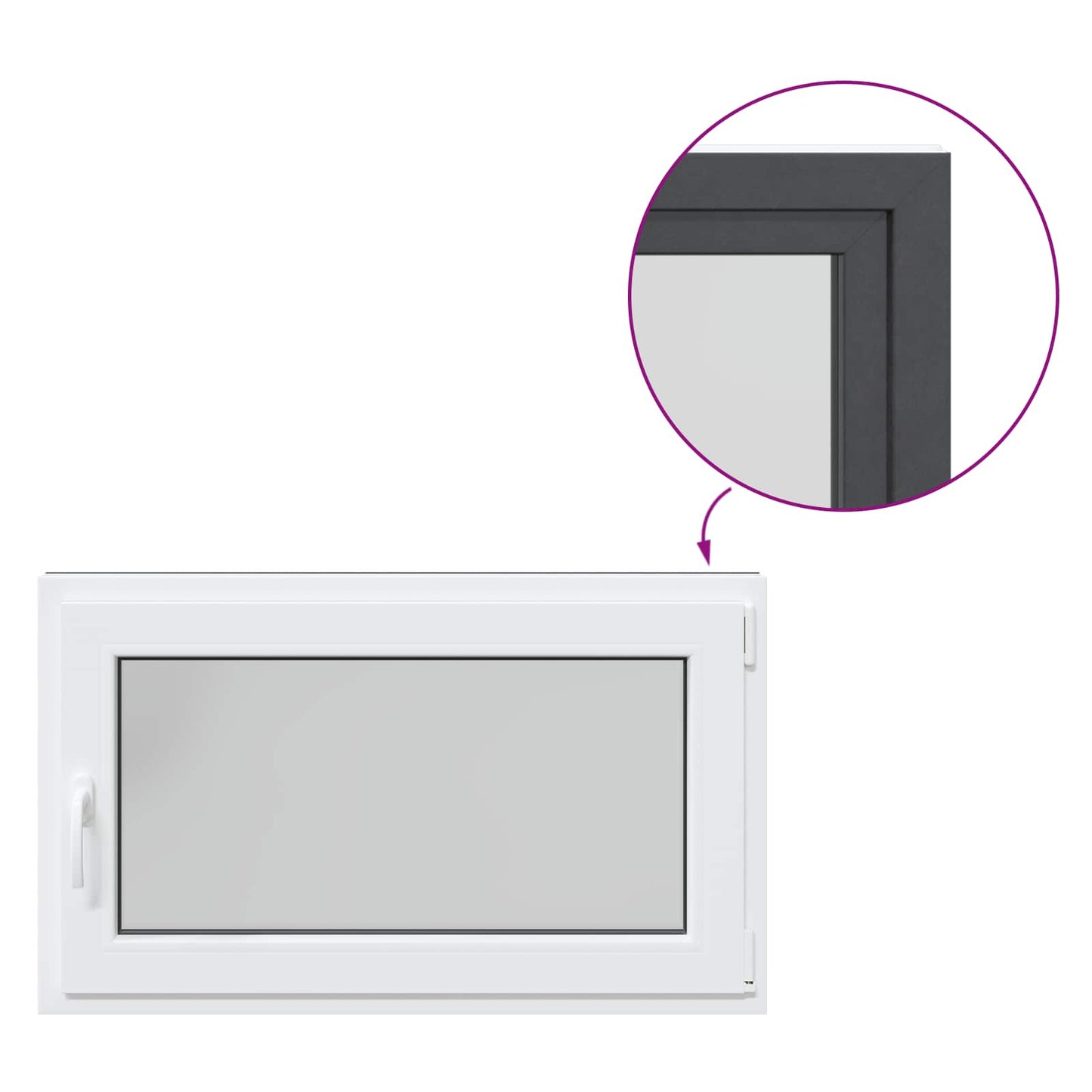 Παράθυρο Κάτω Στρώματος RISOR Ανθρακί 100 x 70 cm PVC και Γυαλί