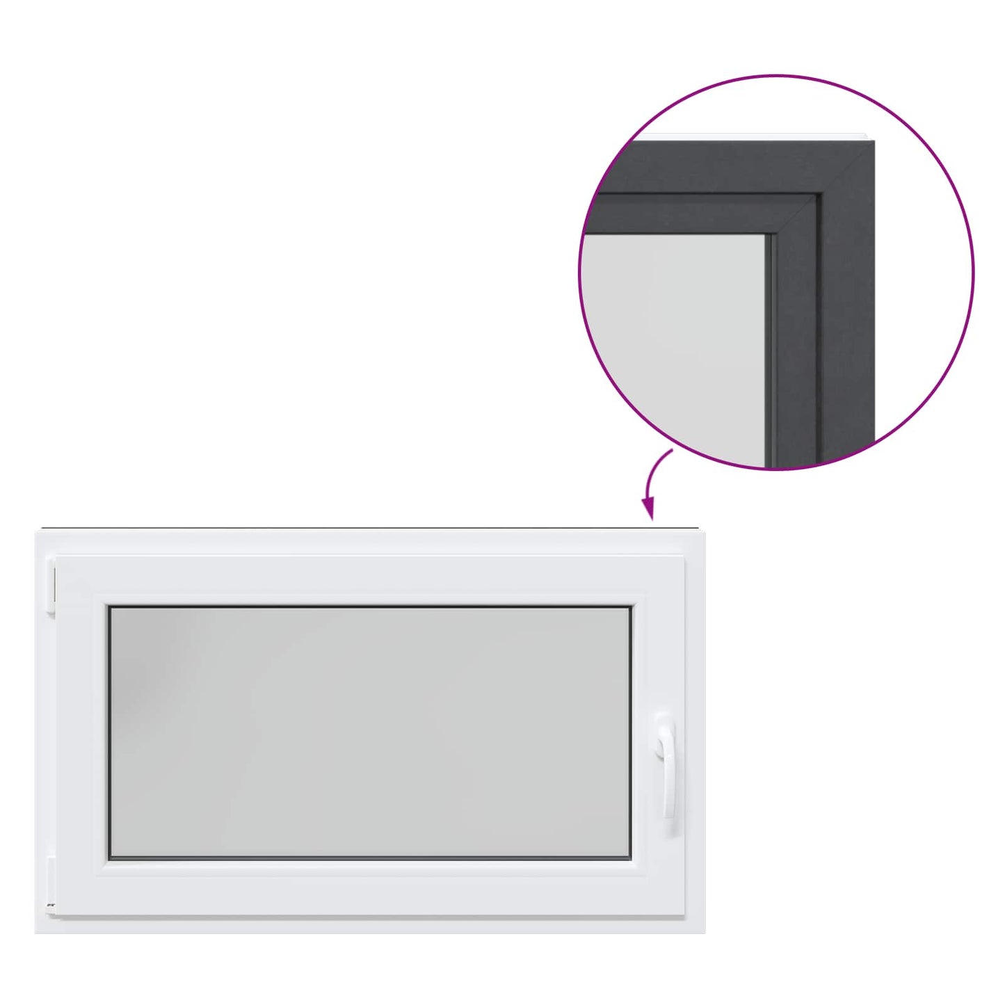 Παράθυρο Κάτω Στρώματος RISOR Ανθρακί 100 x 70 cm PVC και Γυαλί