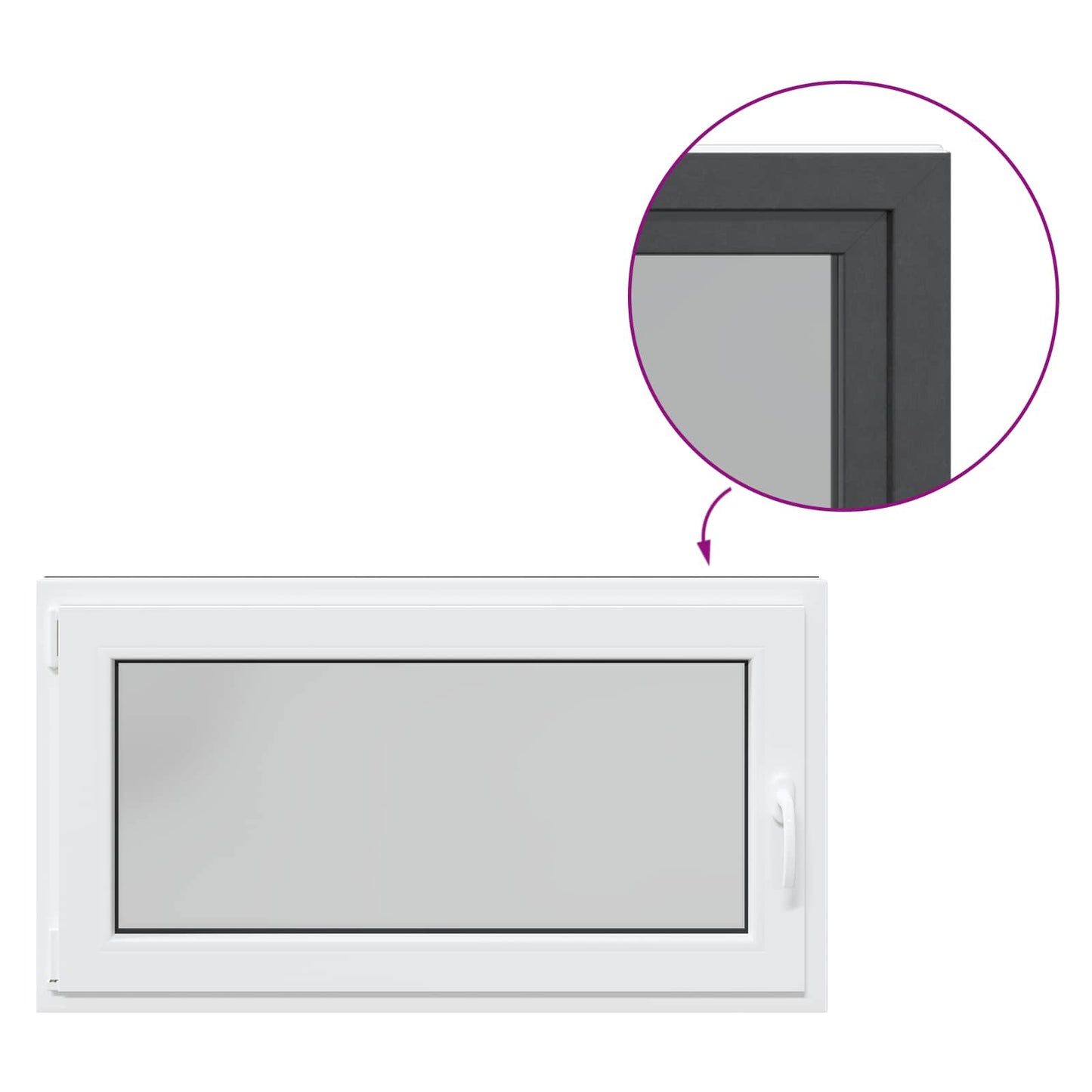 Παράθυρο Κάτω Στρώματος RISOR Ανθρακί 110 x 50 cm PVC και Γυαλί