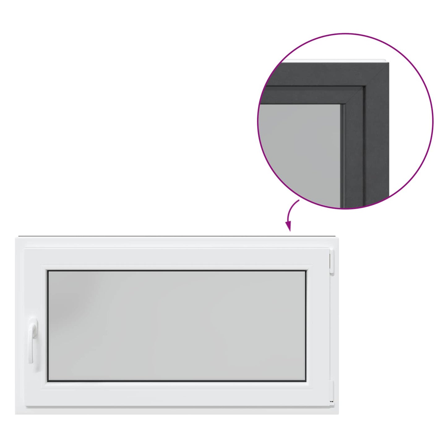Παράθυρο Κάτω Στρώματος RISOR Ανθρακί 110 x 60 cm PVC και Γυαλί
