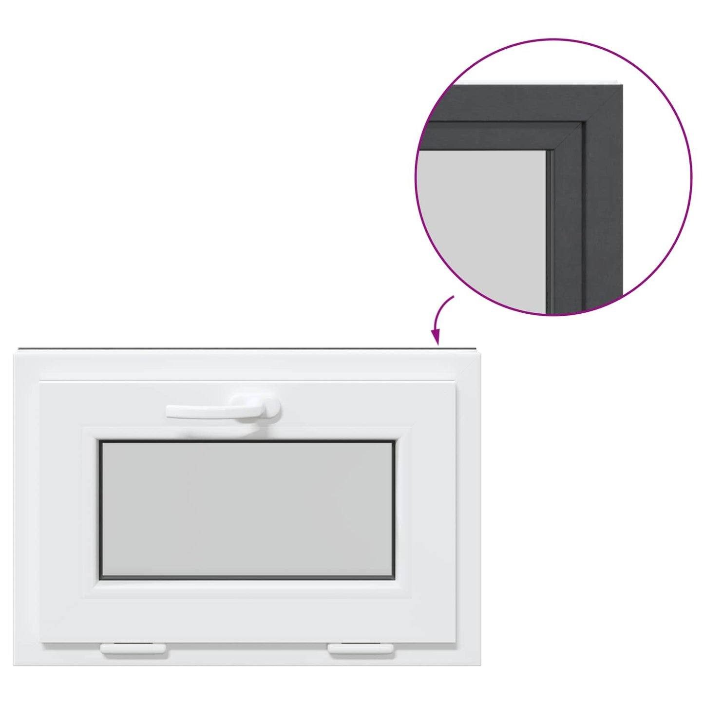vidaXL Παράθυρο Κάτω Στρώματος RISOR 60 x 40 cm PVC και Γυαλί Ανθρακί