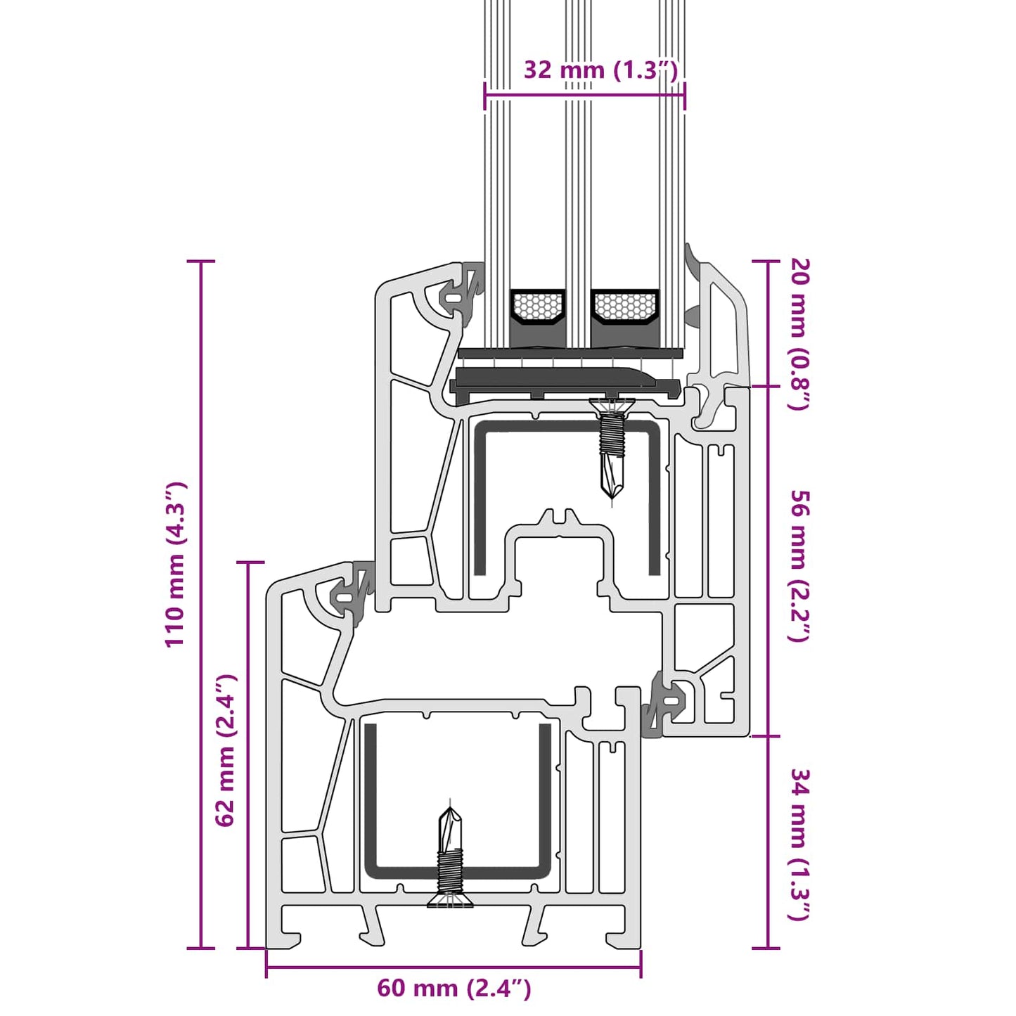 vidaXL Παράθυρο Κάτω Στρώματος RISOR 90 x 40 cm PVC και Γυαλί Ανθρακί