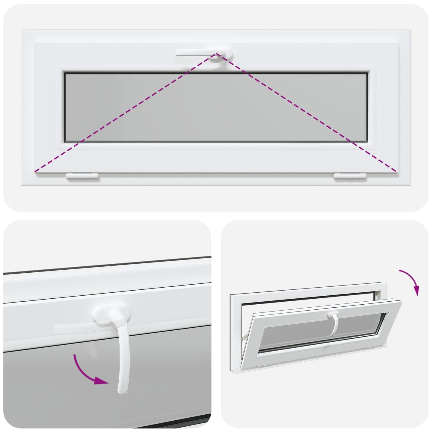 vidaXL Παράθυρο Κάτω Στρώματος RISOR 100 x 40 cm PVC και Γυαλί Ανθρακί