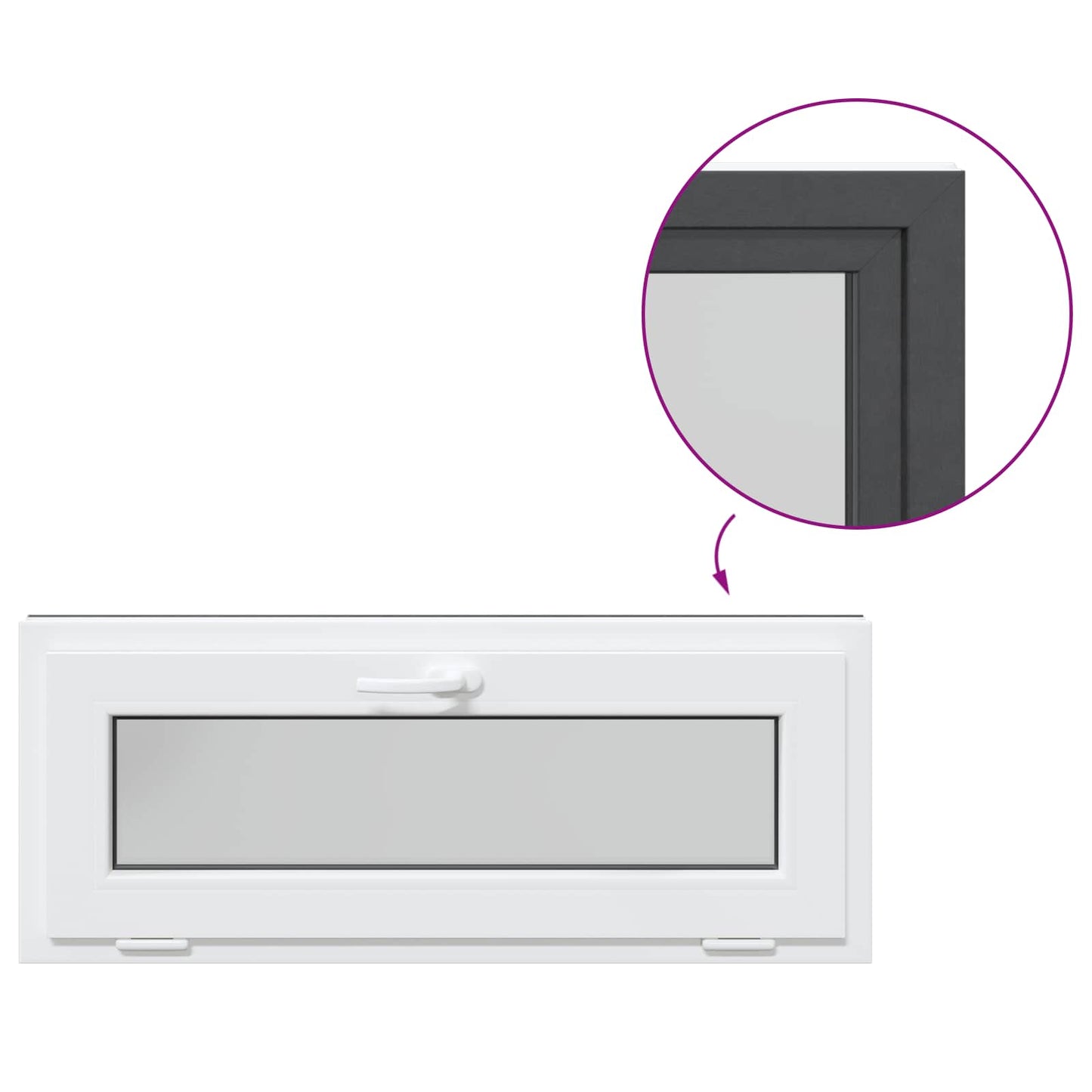 vidaXL Παράθυρο Κάτω Στρώματος RISOR 110 x 40 cm PVC και Γυαλί Ανθρακί