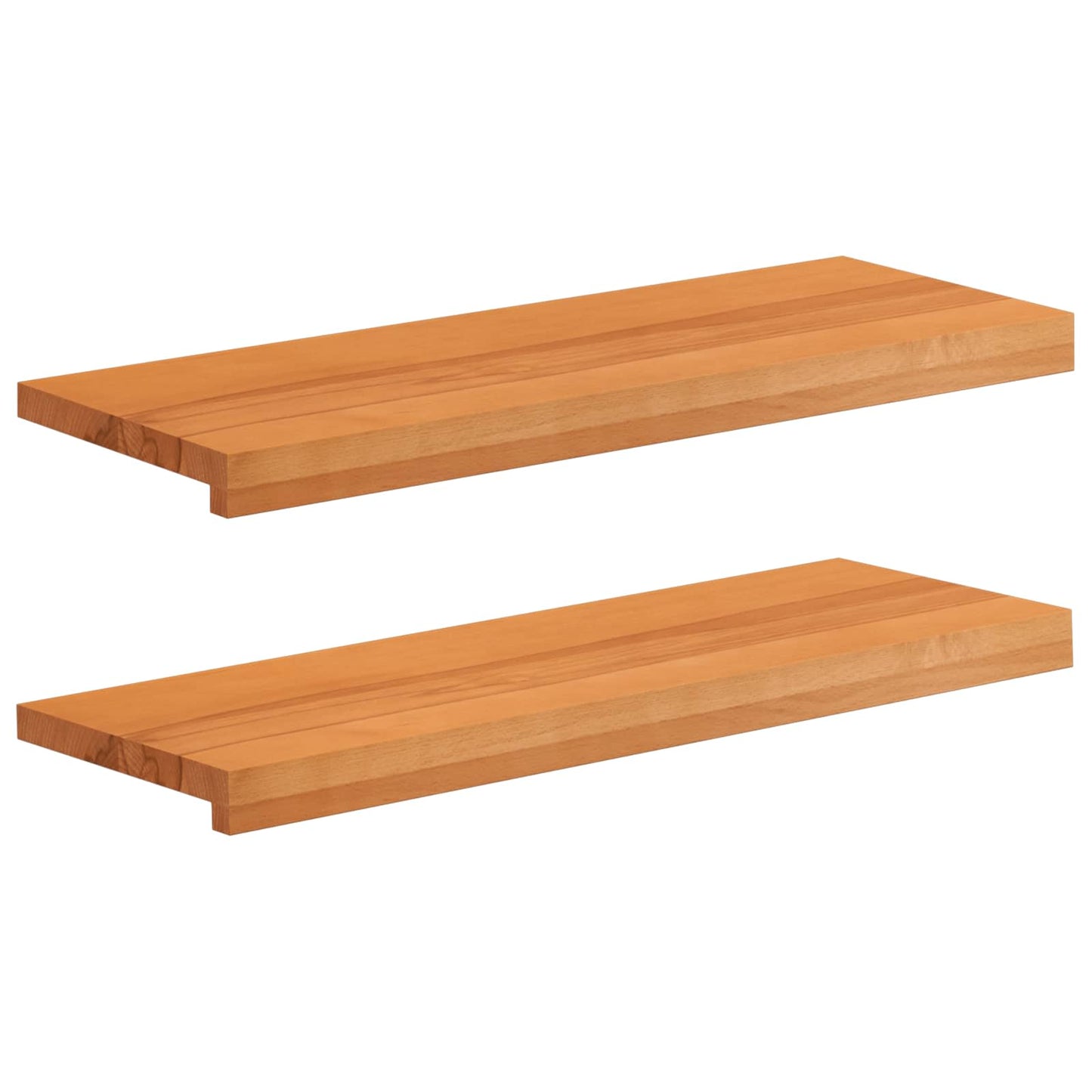 vidaXL Σκαλοπάτια 2 τεμ. 80 x 25 x 2 cm Ανοιχτό καφέ Στερεό ξύλο οξιάς