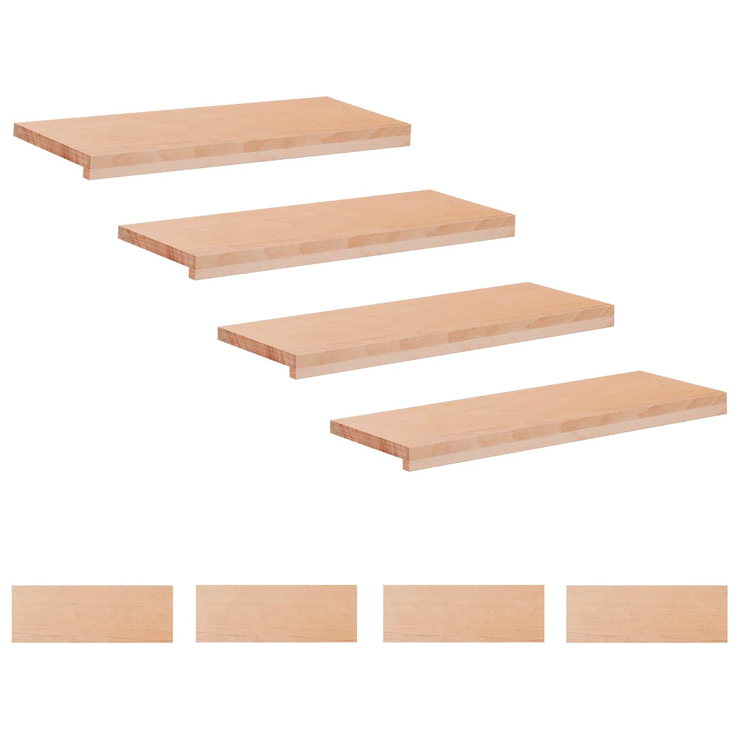 vidaXL Σκαλοπάτια 8 τεμ. 80 x 30 x 2 cm Φυσικό Στερεό ξύλο οξιάς
