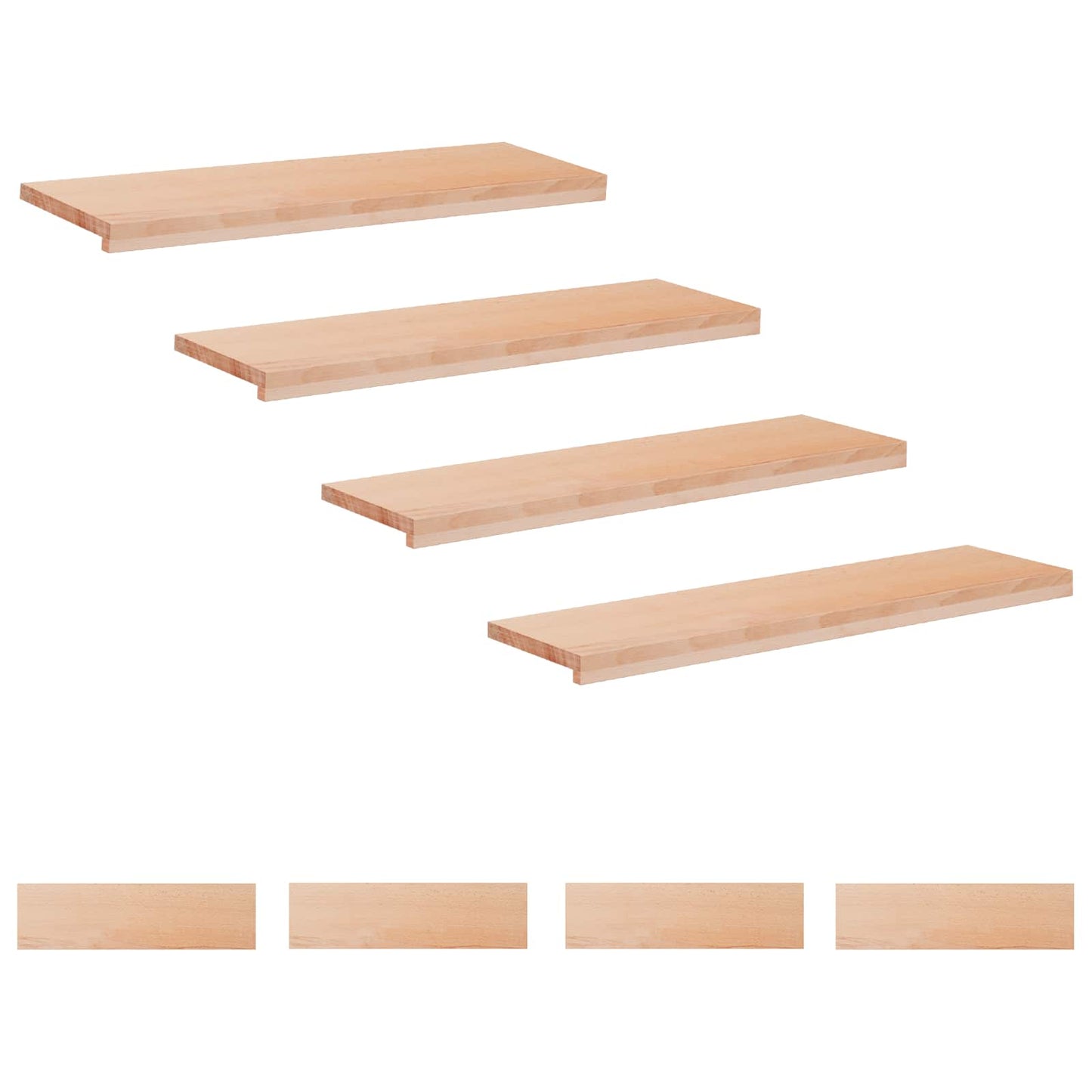 vidaXL Σκαλοπάτια 8 τεμ. 90 x 30 x 2 cm Φυσικό Στερεό ξύλο οξιάς