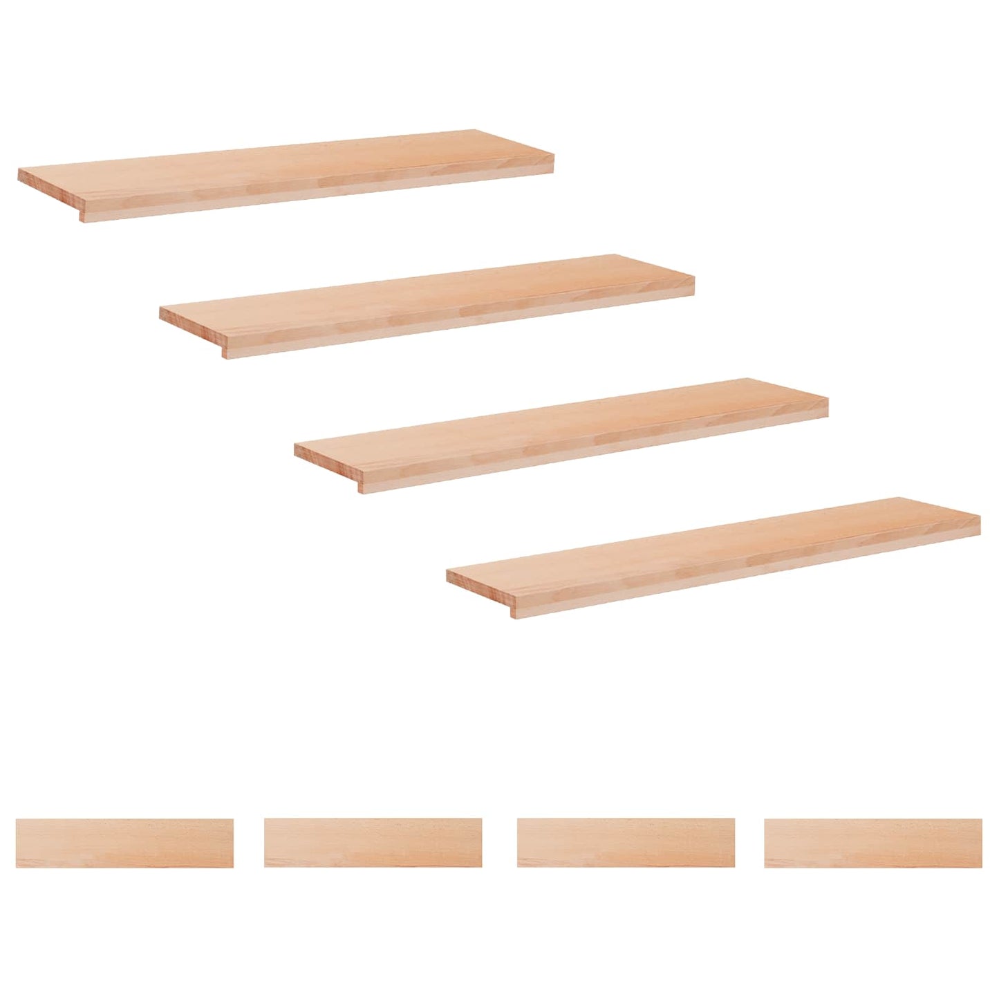 vidaXL Σκαλοπάτια 8 τεμ. 120 x 30 x 2 cm Φυσικό Στερεό ξύλο οξιάς