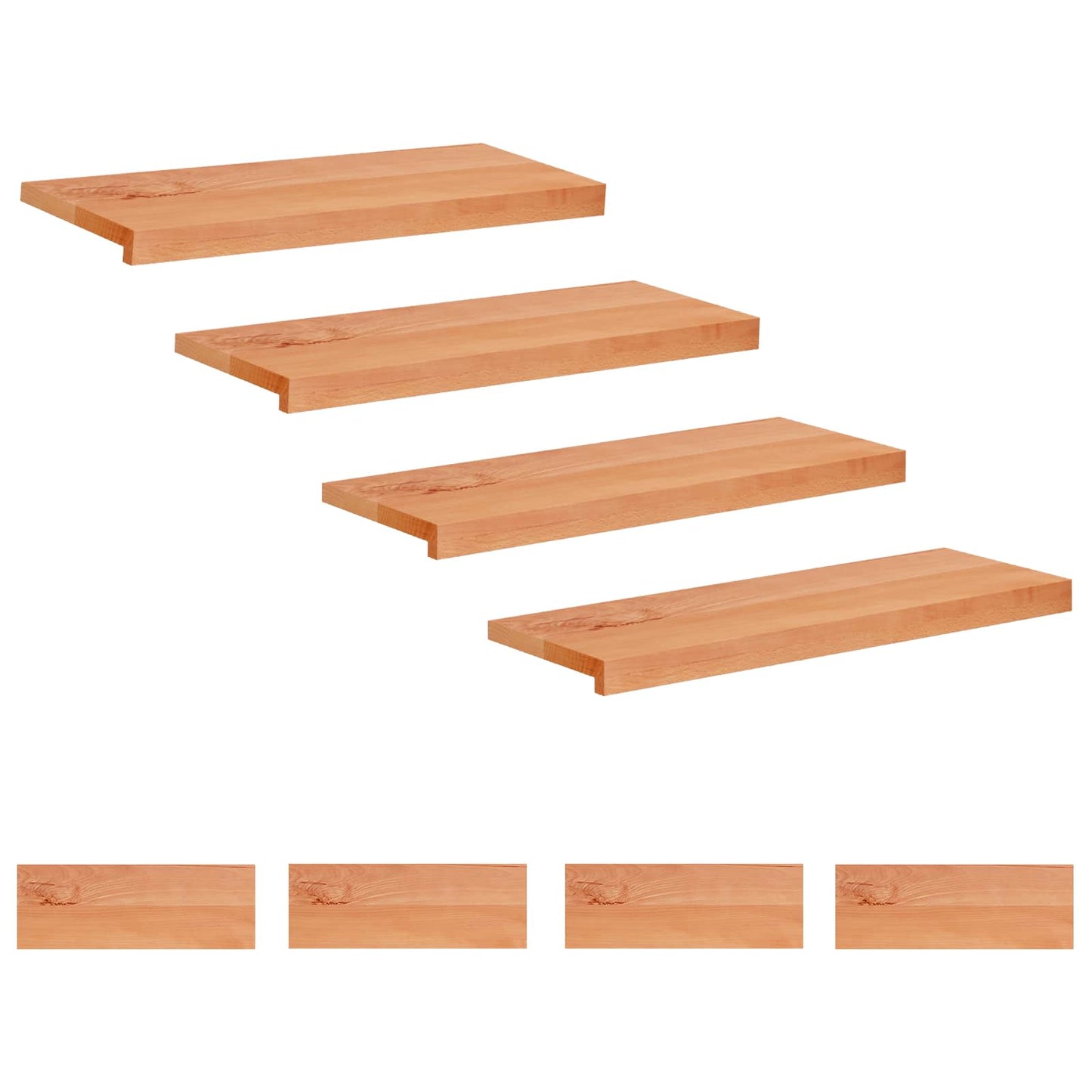 vidaXL Σκαλοπάτια 8 τεμ. 80 x 30 x 2 cm Βερνίκι Στερεό ξύλο οξιάς