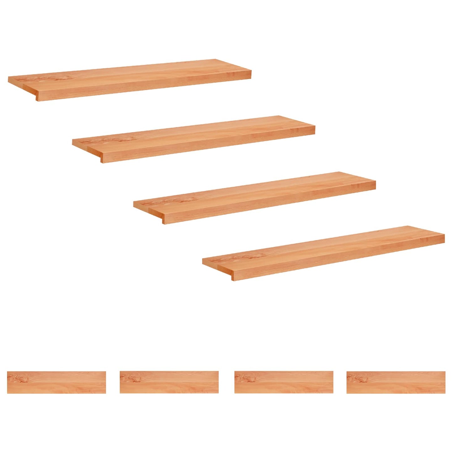 vidaXL Σκαλοπάτια 8 τεμ. 120 x 30 x 2 cm Βερνίκι Στερεό ξύλο οξιάς