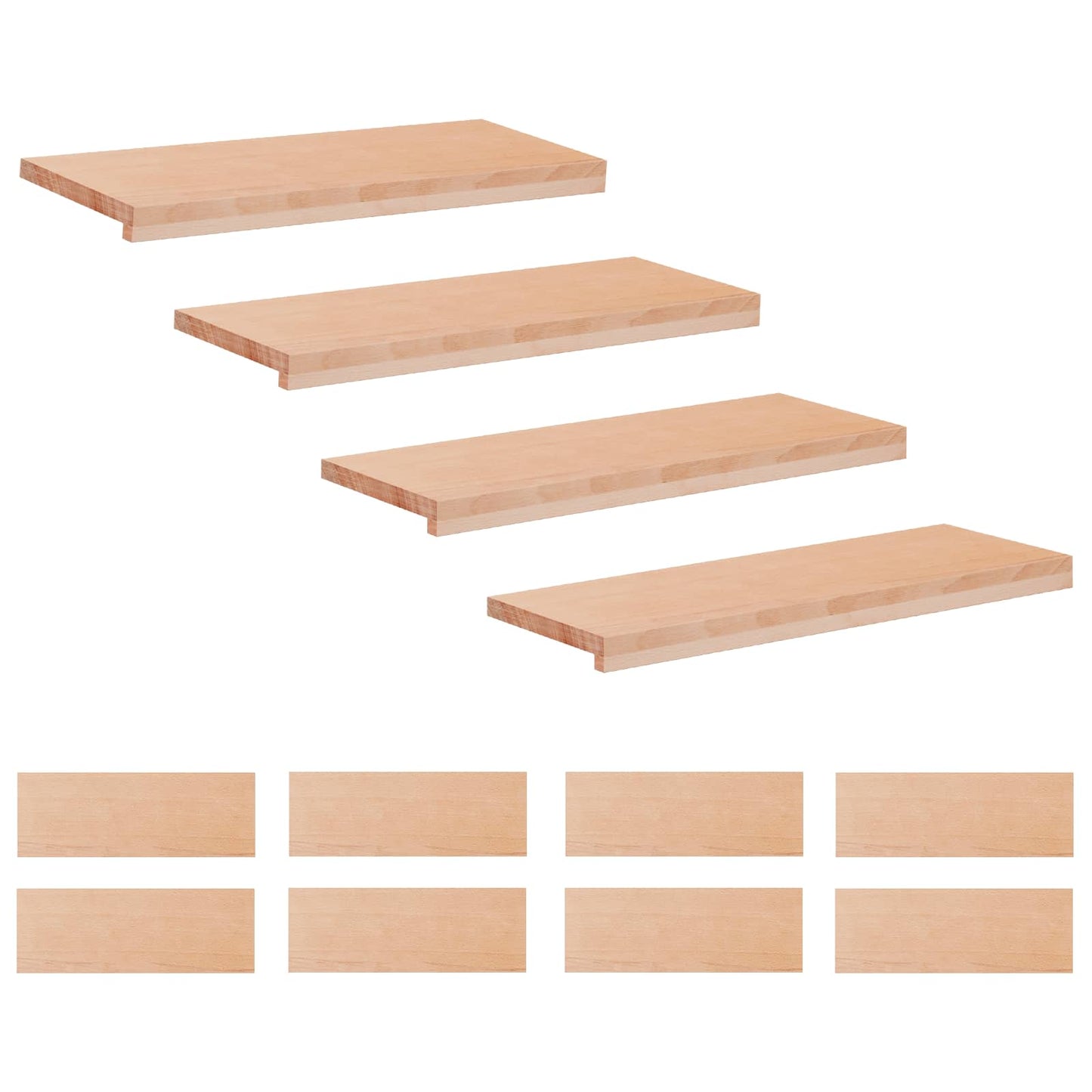 vidaXL Σκαλοπάτια 12 τεμ. 70 x 25 x 2 cm Φυσικό Στερεό ξύλο οξιάς