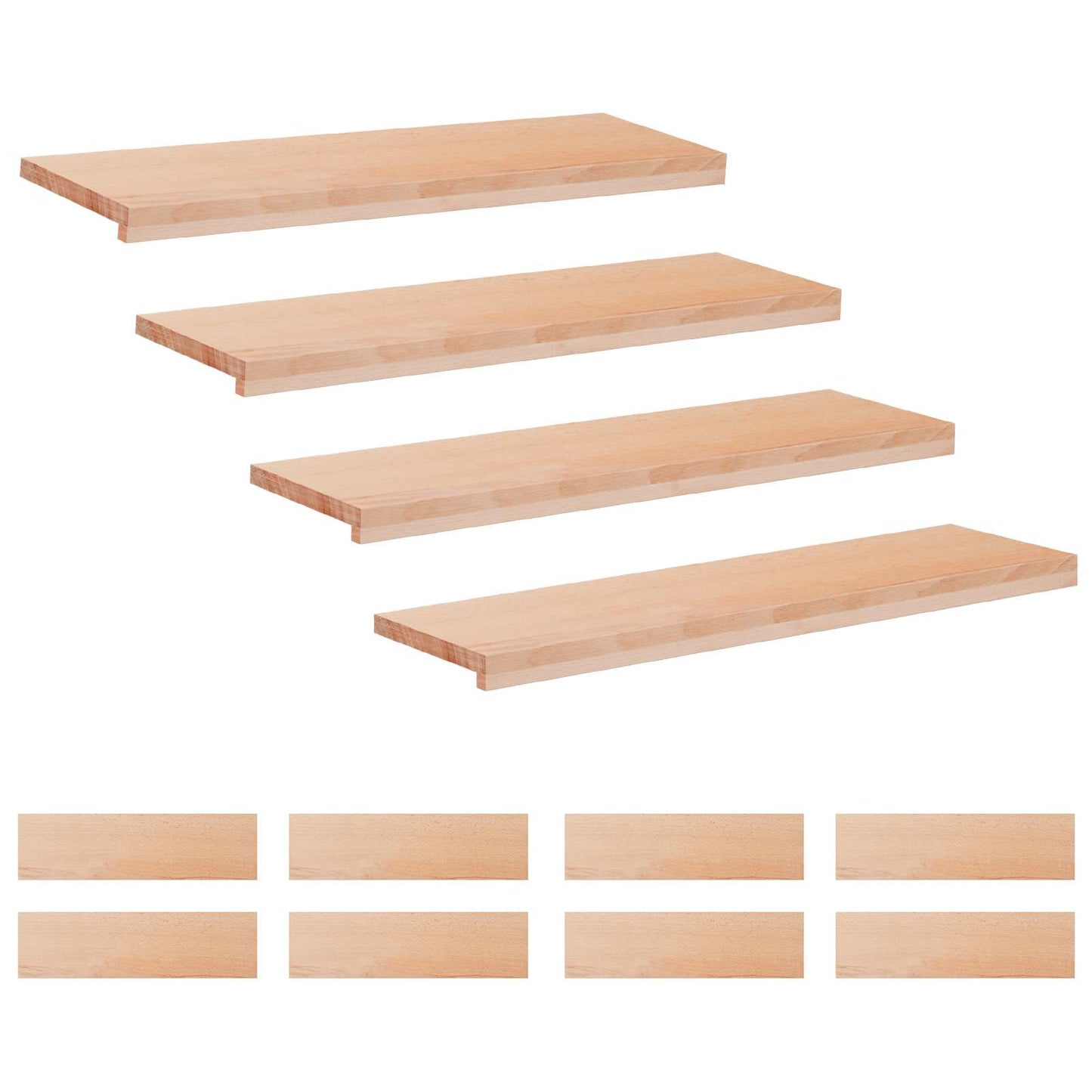 vidaXL Σκαλοπάτια 12 τεμ. 90 x 25 x 2 cm Φυσικό Στερεό ξύλο οξιάς