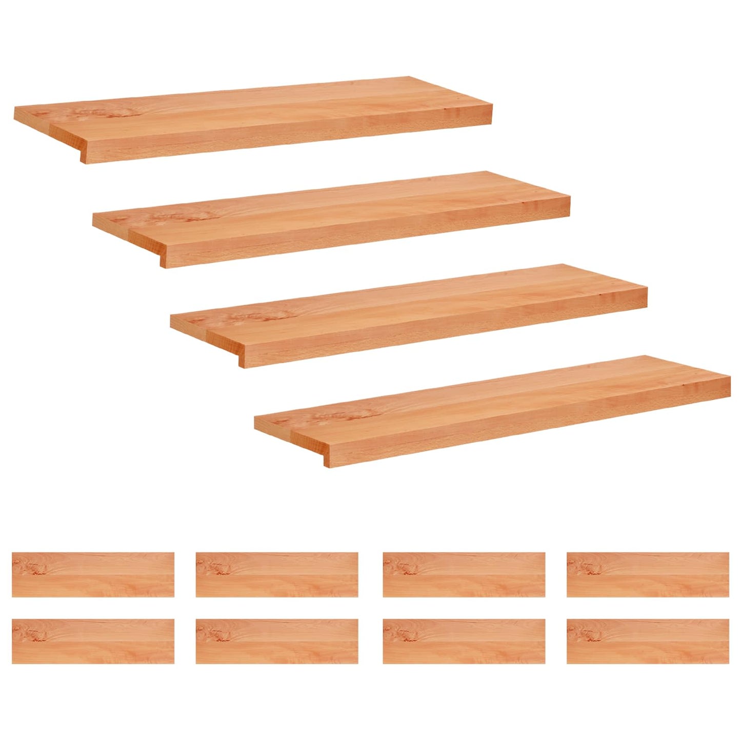 vidaXL Σκαλοπάτια 12 τεμ. 90 x 25 x 2 cm Βερνίκι Στερεό ξύλο οξιάς