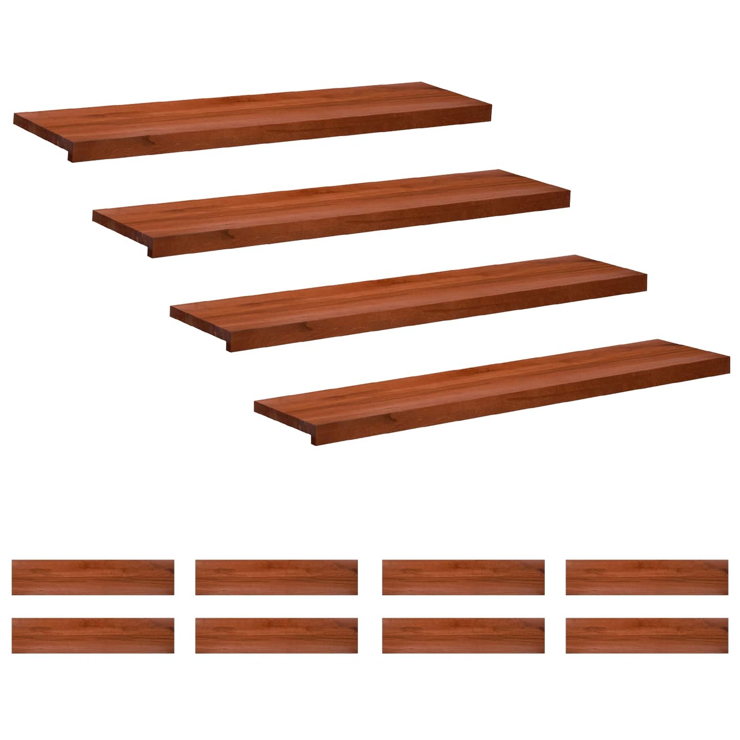 vidaXL Σκαλοπάτια 12 τεμ. 120 x 25 x 2 cm Καφέ Στερεό ξύλο οξιάς