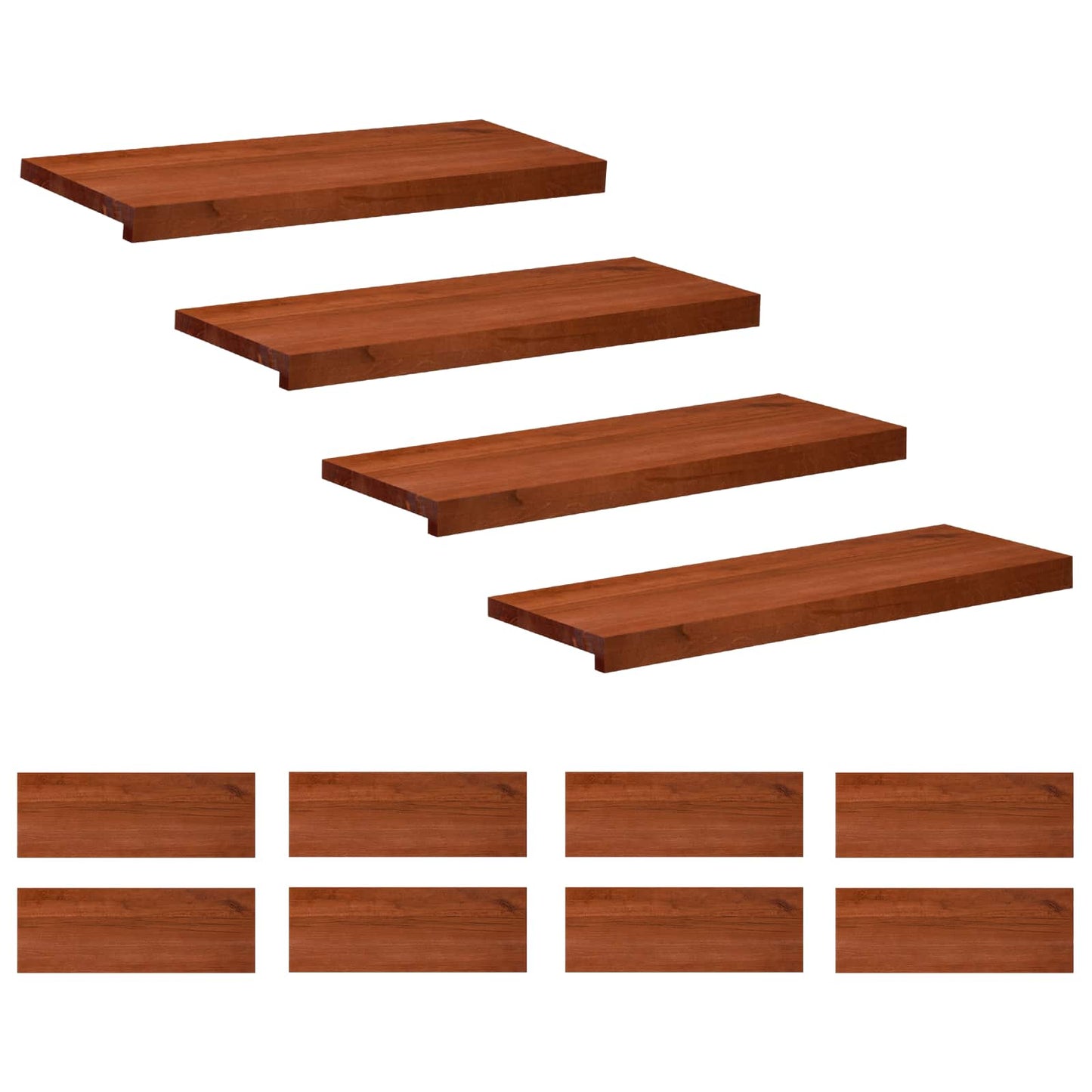 vidaXL Σκαλοπάτια 12 τεμ. 80 x 30 x 2 cm Καφέ Στερεό ξύλο οξιάς