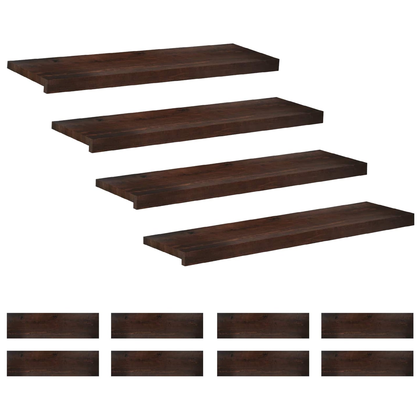 vidaXL Σκαλοπάτια 12 τεμ. 90 x 25 x 2 cm Σκούρο Καφέ Στερεό ξύλο οξιάς