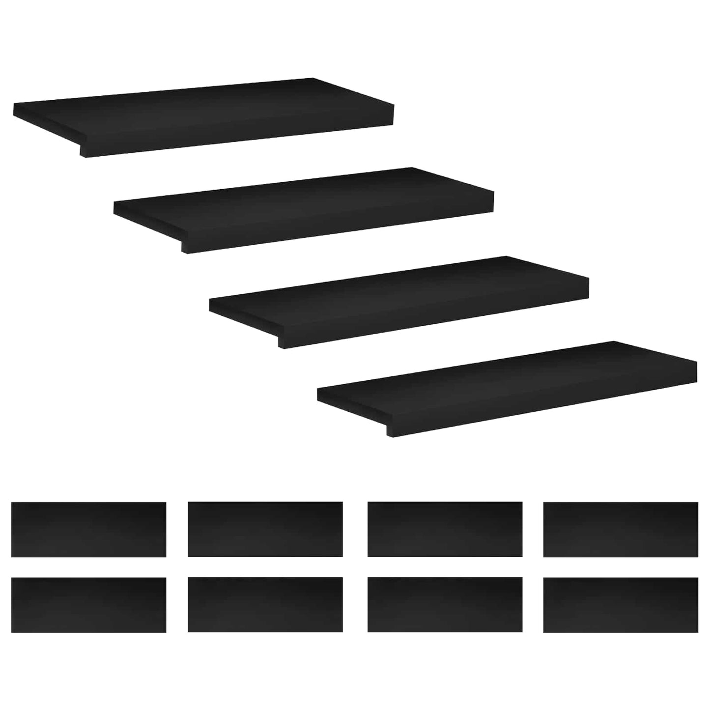 vidaXL Σκαλοπάτια 12 τεμ. 80 x 30 x 2 cm Μαύρο Στερεό ξύλο οξιάς