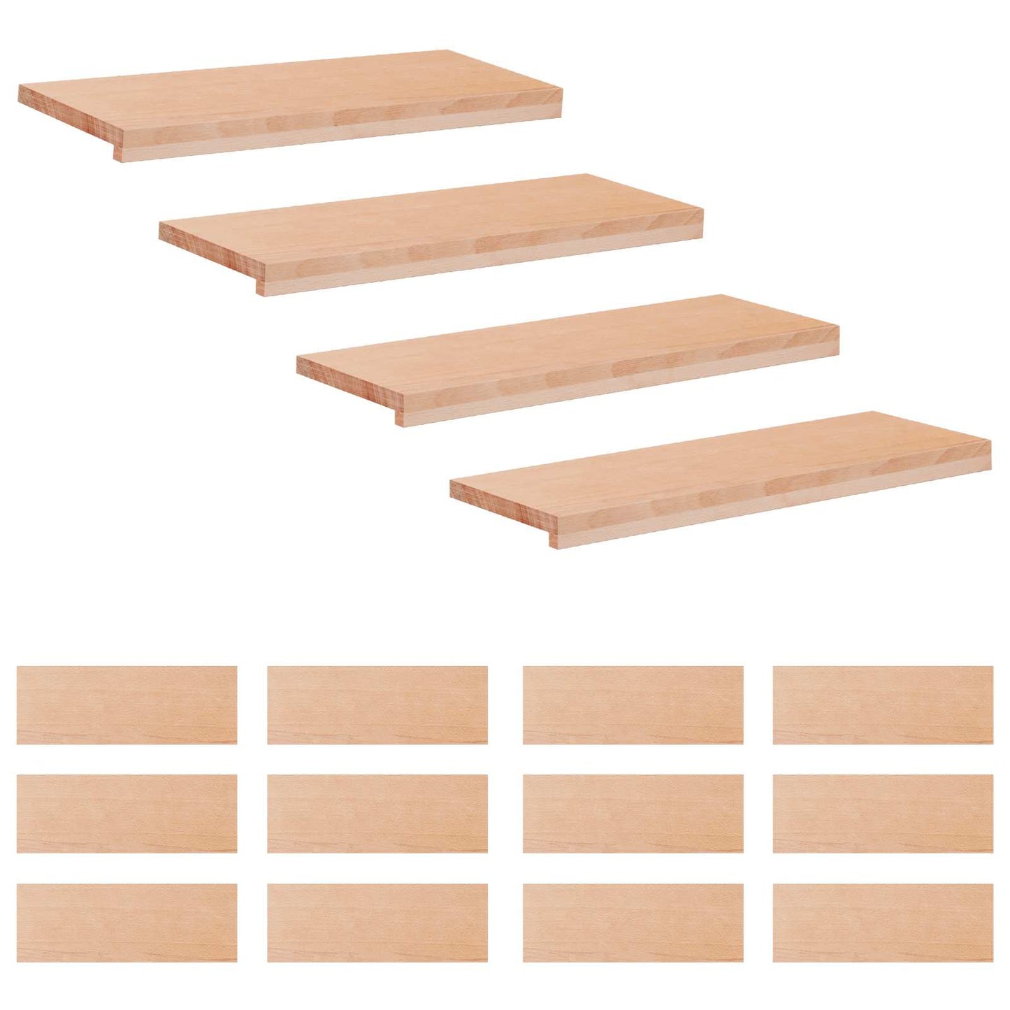 vidaXL Σκαλοπάτια 16 τεμ. 70 x 25 x 2 cm Φυσικό Στερεό ξύλο οξιάς