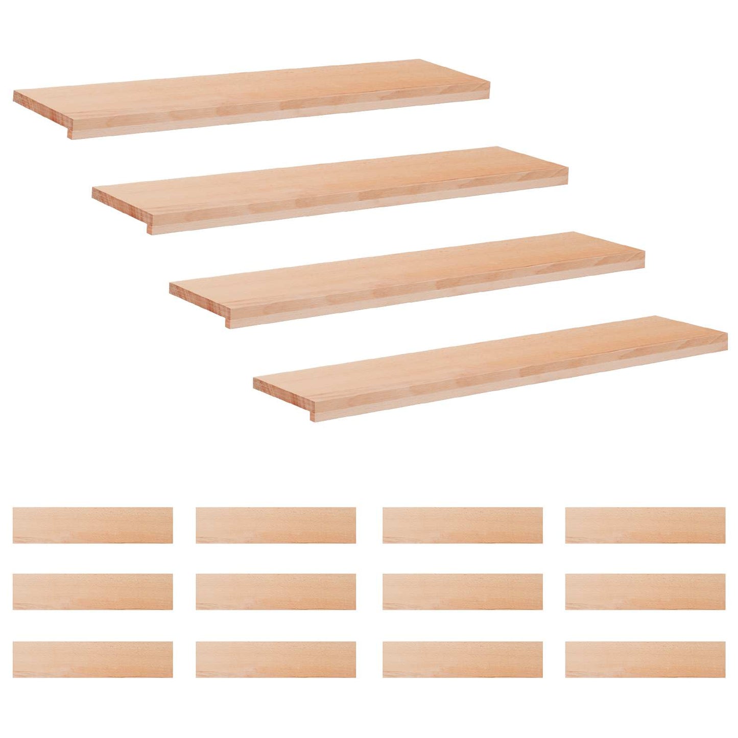 vidaXL Σκαλοπάτια 16 τεμ. 110 x 25 x 2 cm Φυσικό Στερεό ξύλο οξιάς