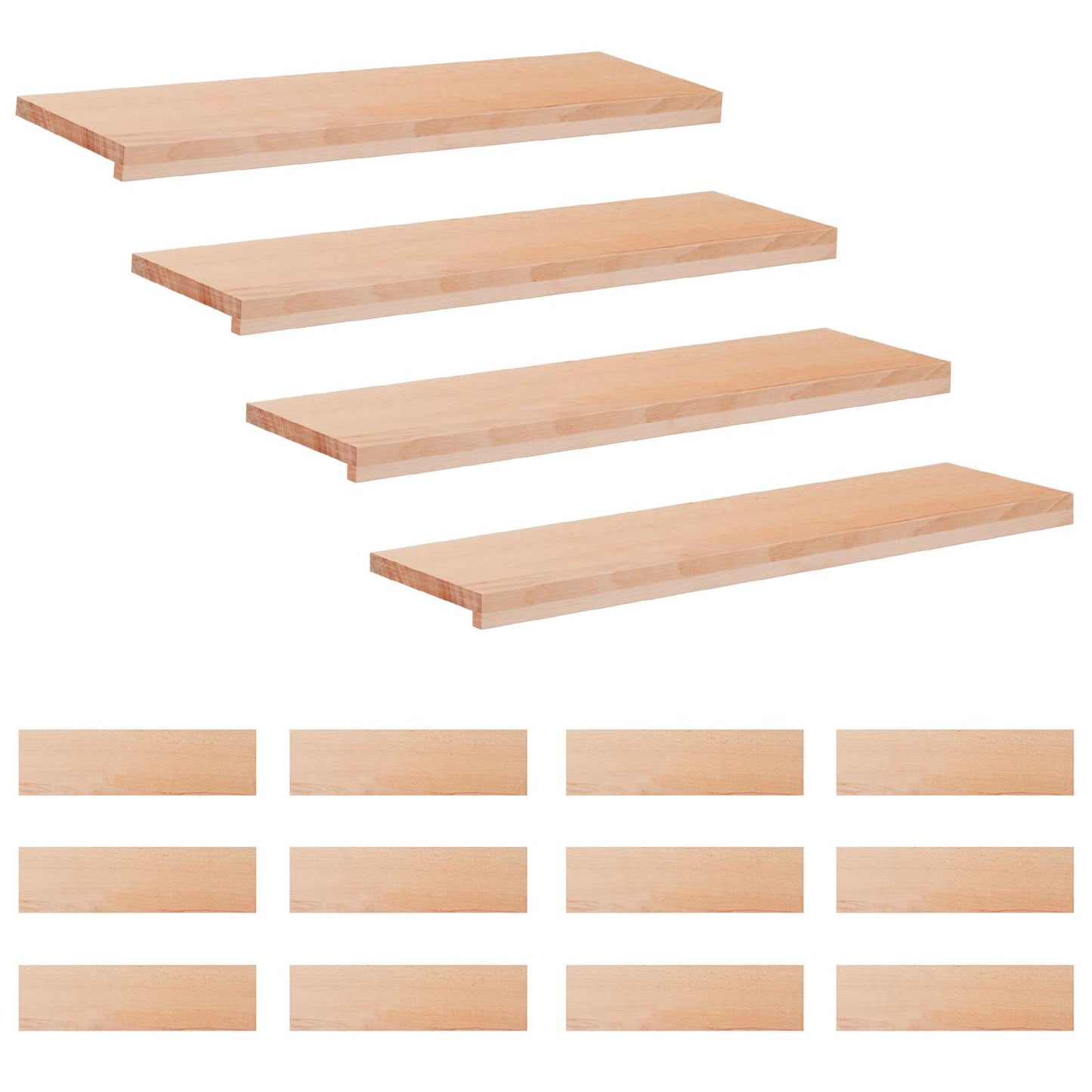 vidaXL Σκαλοπάτια 16 τεμ. 100 x 30 x 2 cm Φυσικό Στερεό ξύλο οξιάς